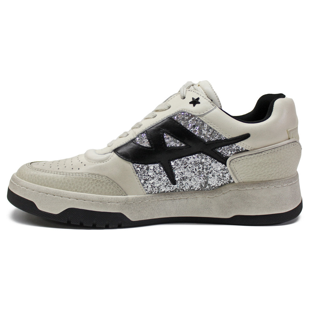 Ash Blake Leather Womens Trainers#color_gardenia black silver