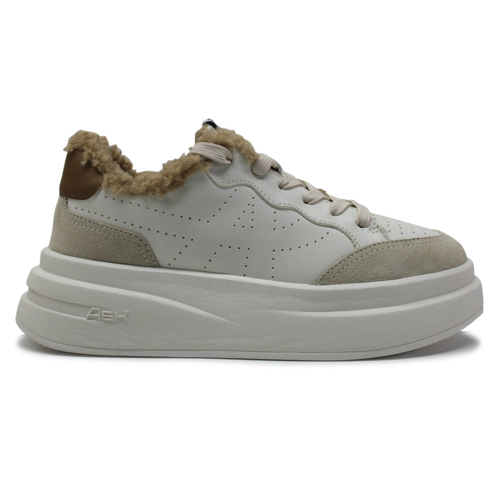 Ash Impuls Fur Leather Womens Trainers#color_shell white golden brown