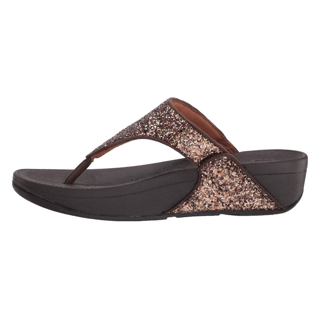 FitFlop Lulu Glitter Toe Synthetic Womens Sandals#color_chocolate metallic
