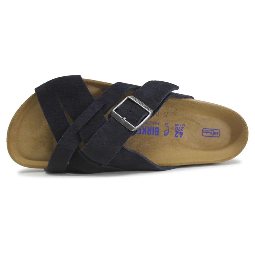 Birkenstock Lugano Suede Leather Unisex Sandals#color_midnight