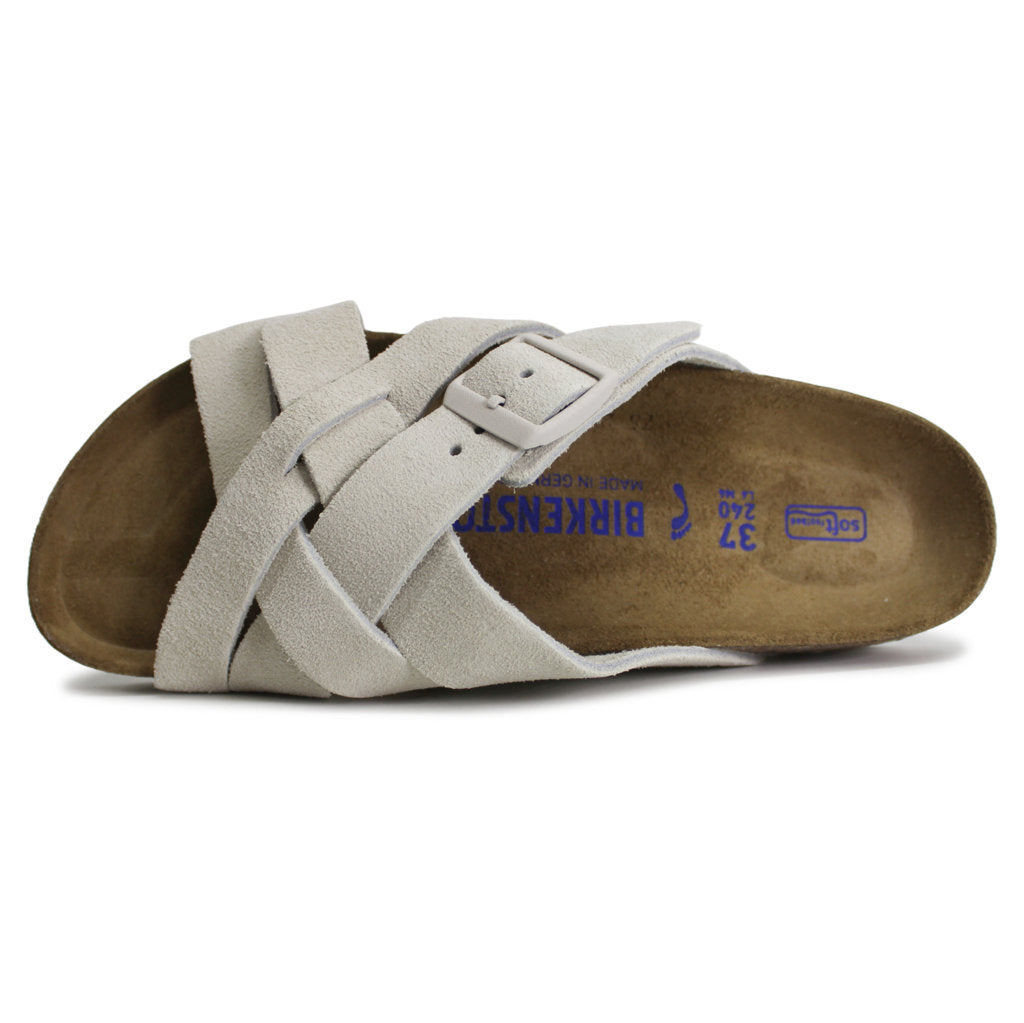 Birkenstock Lugano Suede Leather Unisex Sandals#color_modern suede antique white