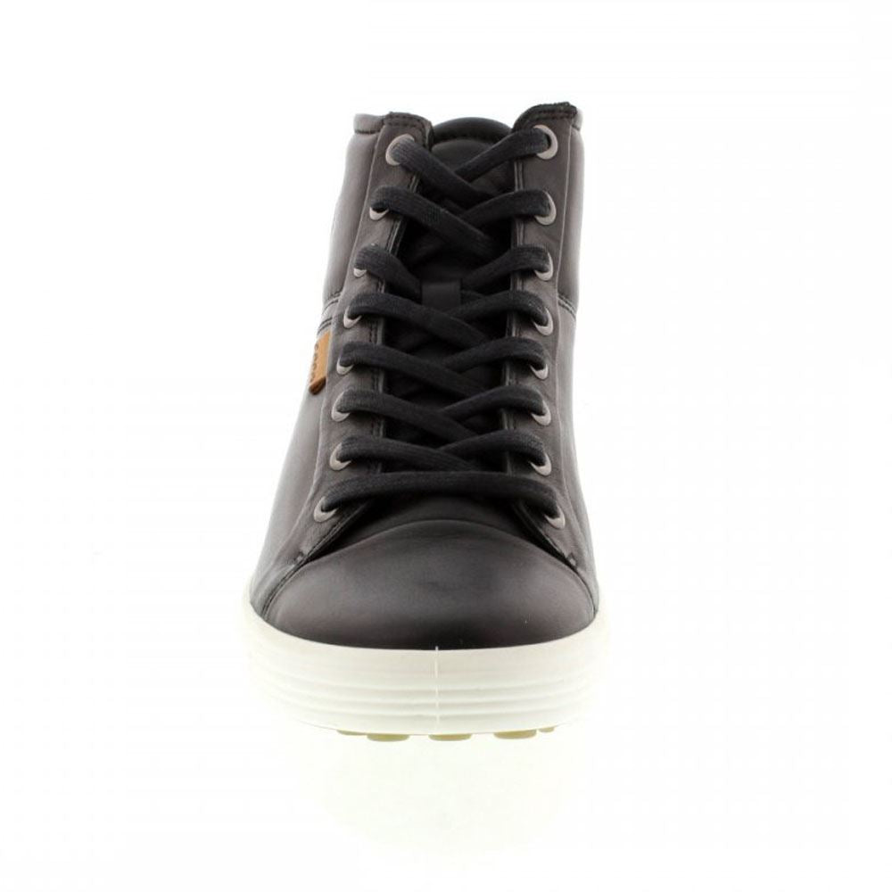 Ecco Soft 7 Mid 430023 Leather Womens Trainers#color_black