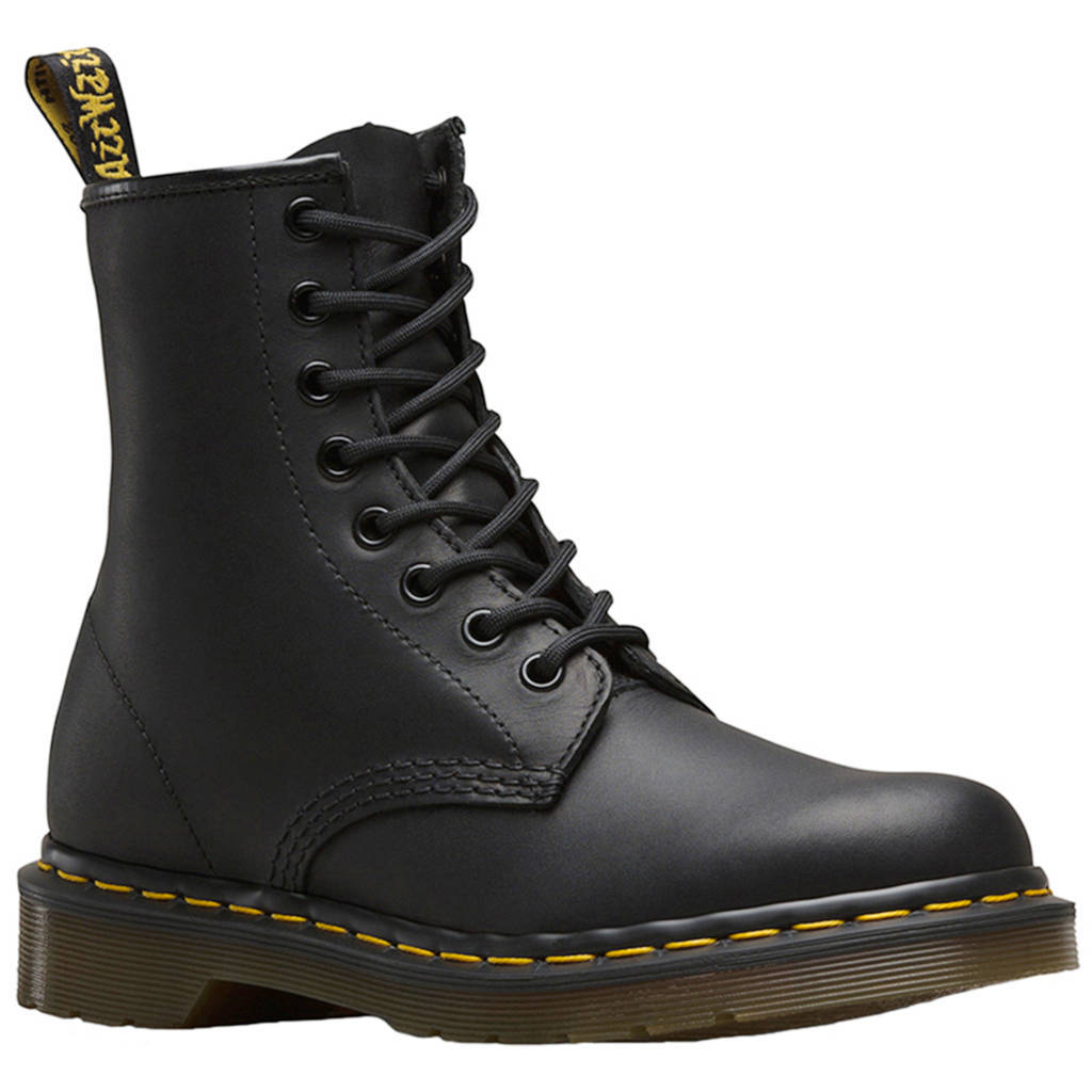 Dr. Martens 1460 8-Eyelet Black Unisex Greasy Leather Lace-up Combat Boots - UK 7