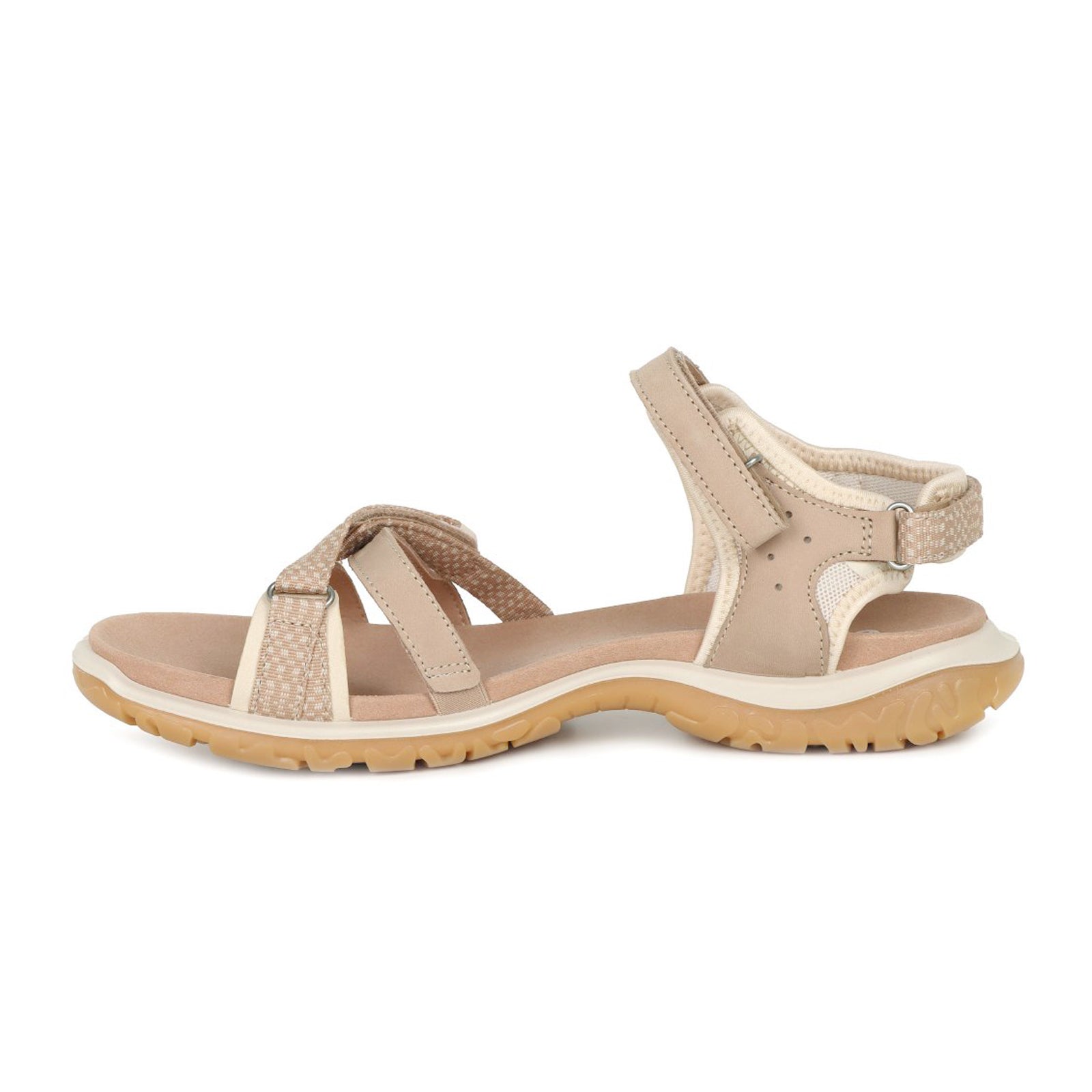 Ecco Offroad Roam Leather Textile Womens Sandals#color_nude limestone
