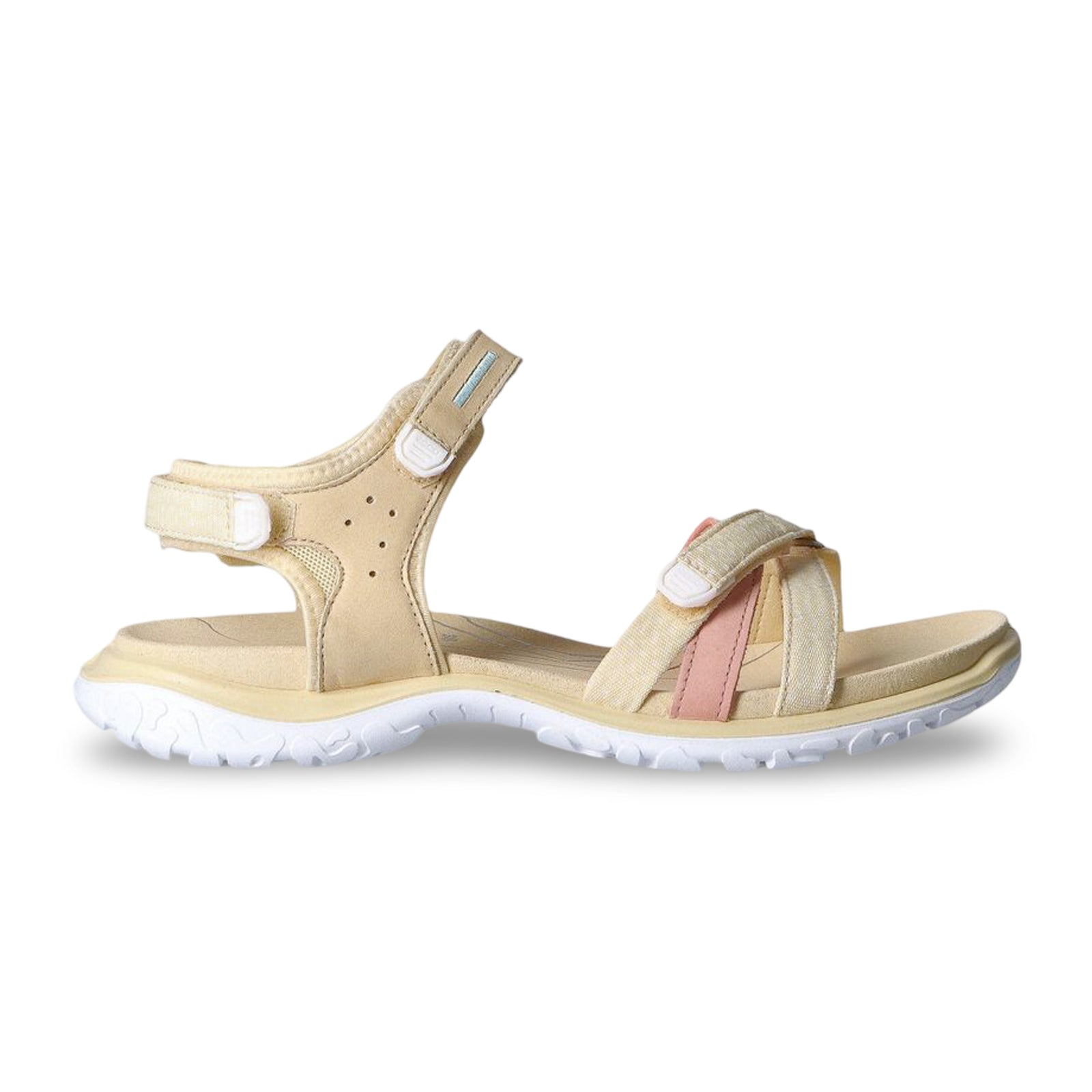 Ecco Offroad Roam Leather Textile Womens Sandals#color_straw bright white dusty peach