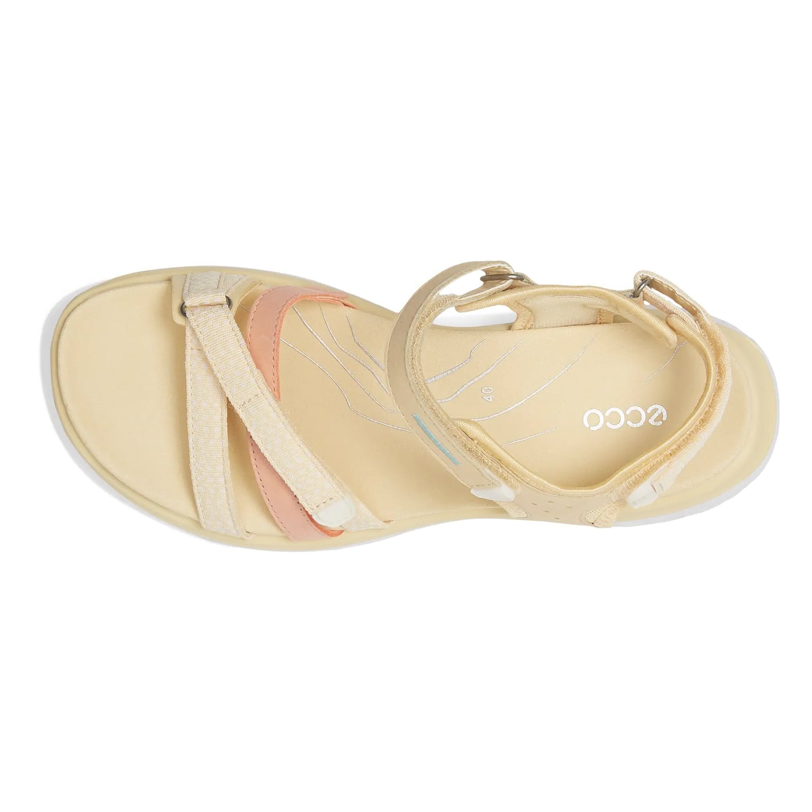 Ecco Offroad Roam Leather Textile Womens Sandals#color_straw bright white dusty peach
