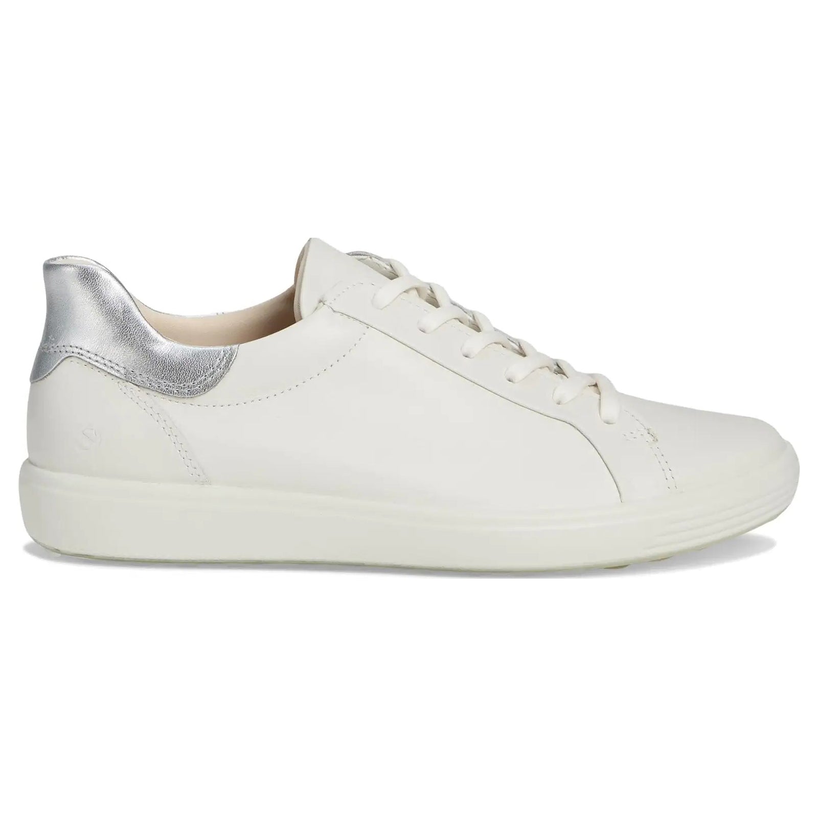 Ecco Soft 7 470843 Leather Womens Trainers#color_white pure silver