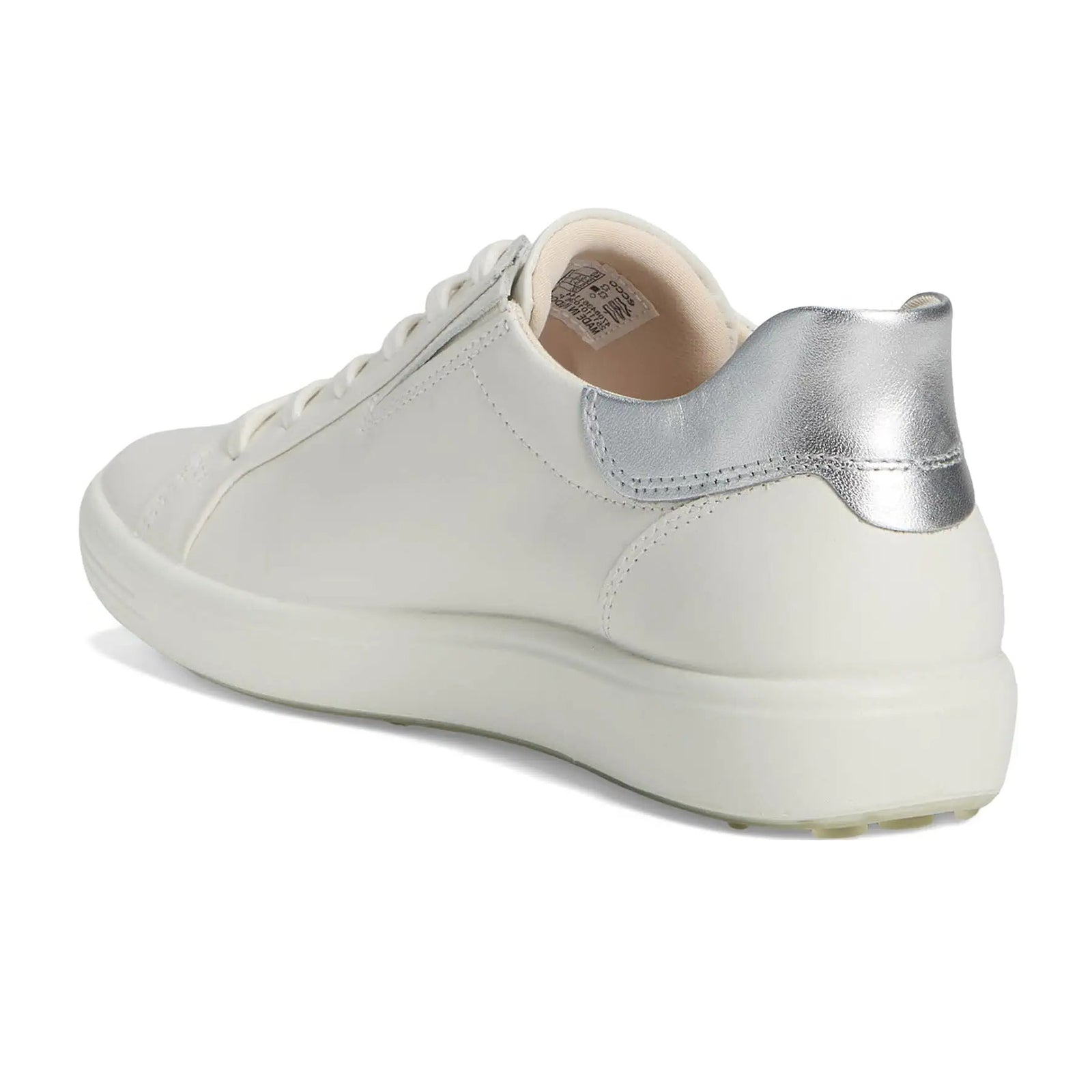 Ecco Soft 7 470843 Leather Womens Trainers#color_white pure silver