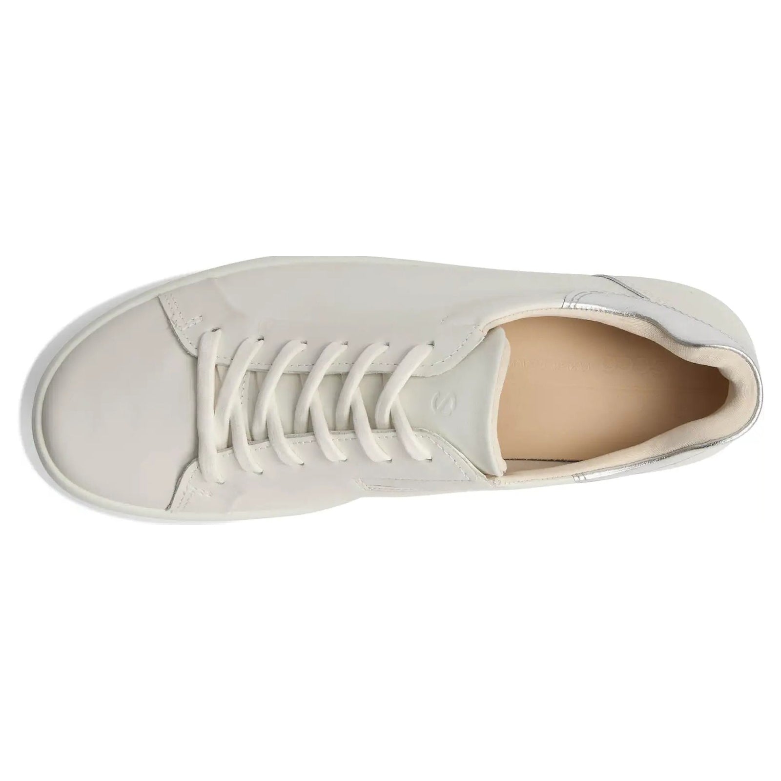 Ecco Soft 7 470843 Leather Womens Trainers#color_white pure silver