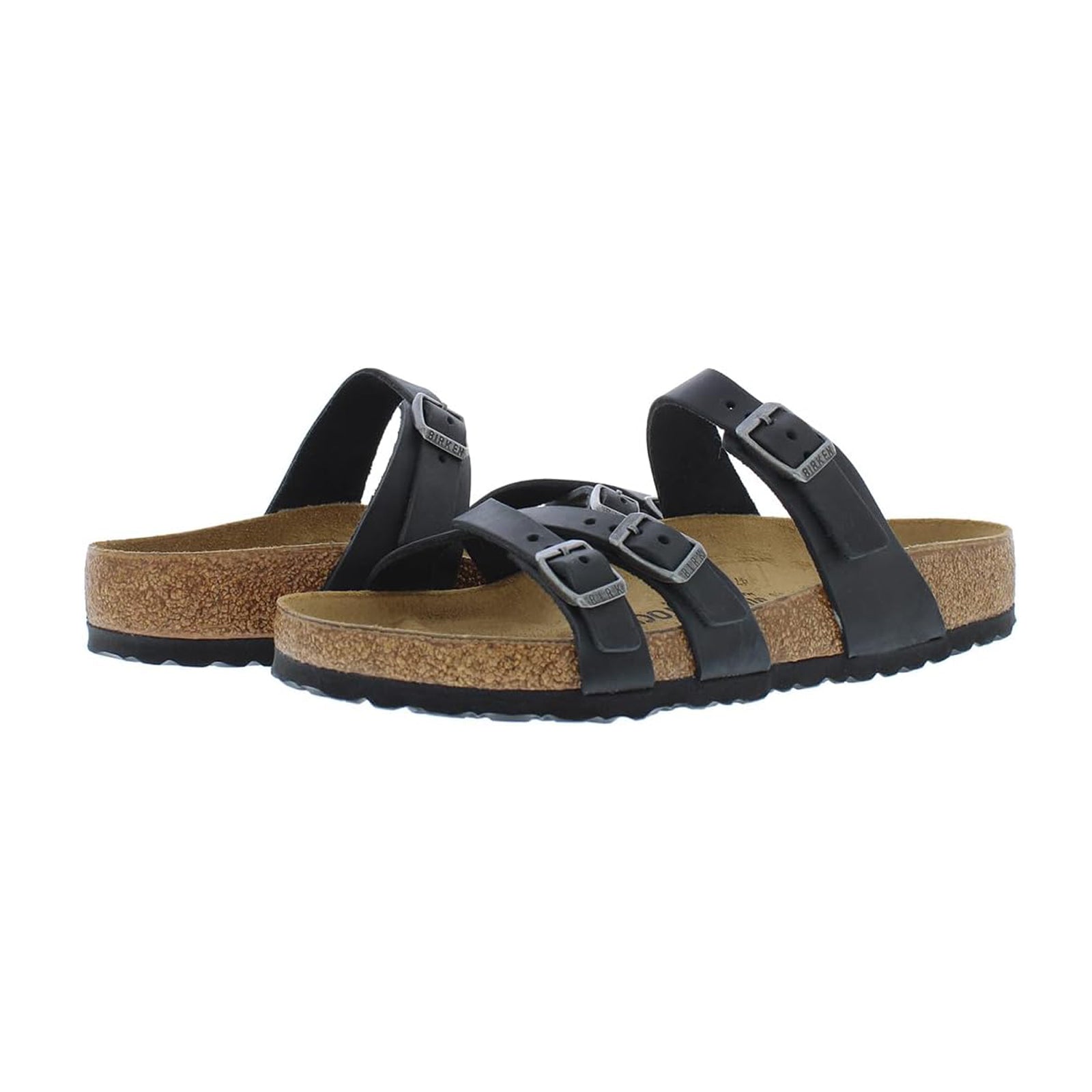 Birkenstock Franca 1021112 Oiled Leather Unisex Sandals - Black - 38#color_black