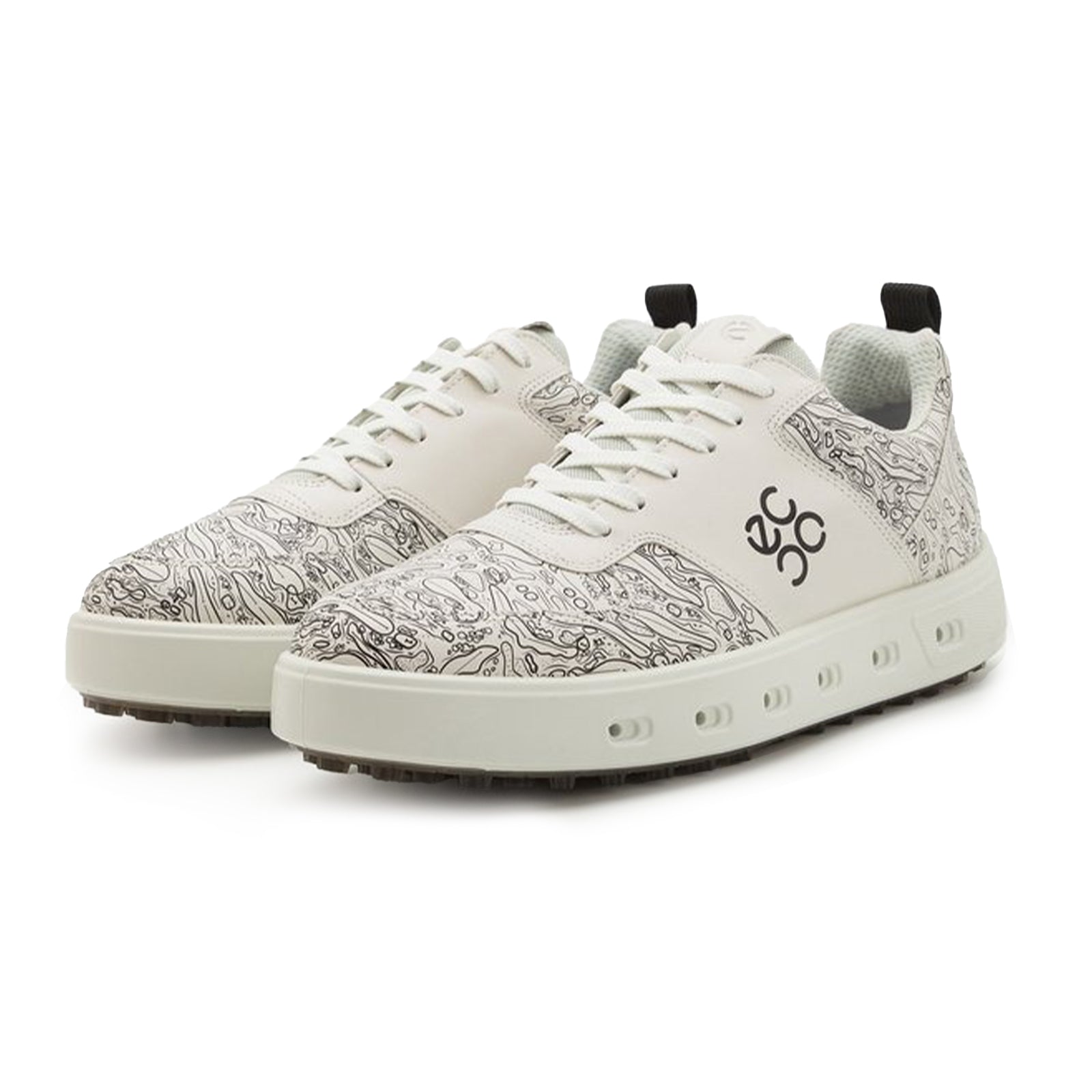 Ecco Golf Street 720 Leather Mens Trainers#color_white