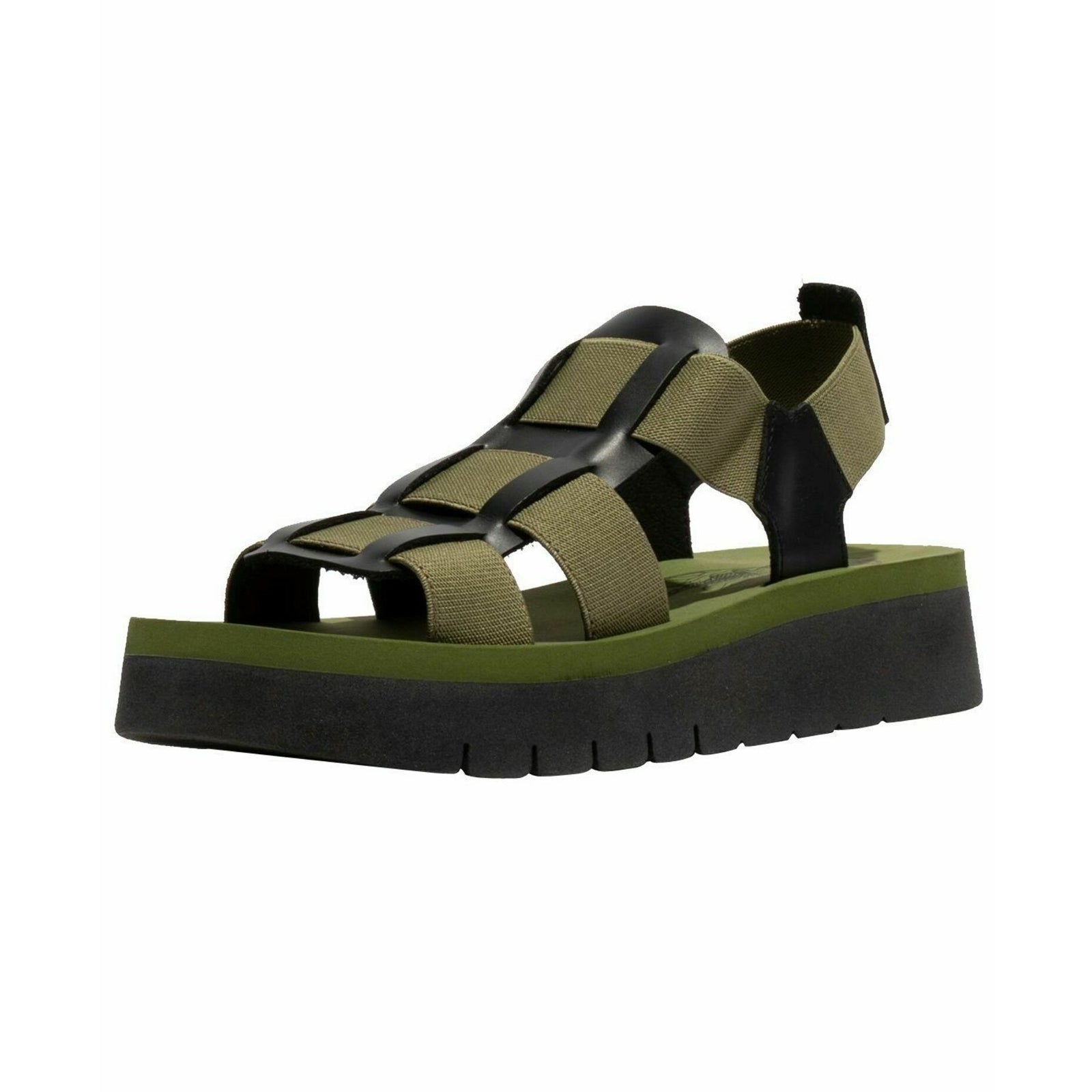 Fly London SAMB245FLY Textile Leather Womens Sandals#color_black army green army green