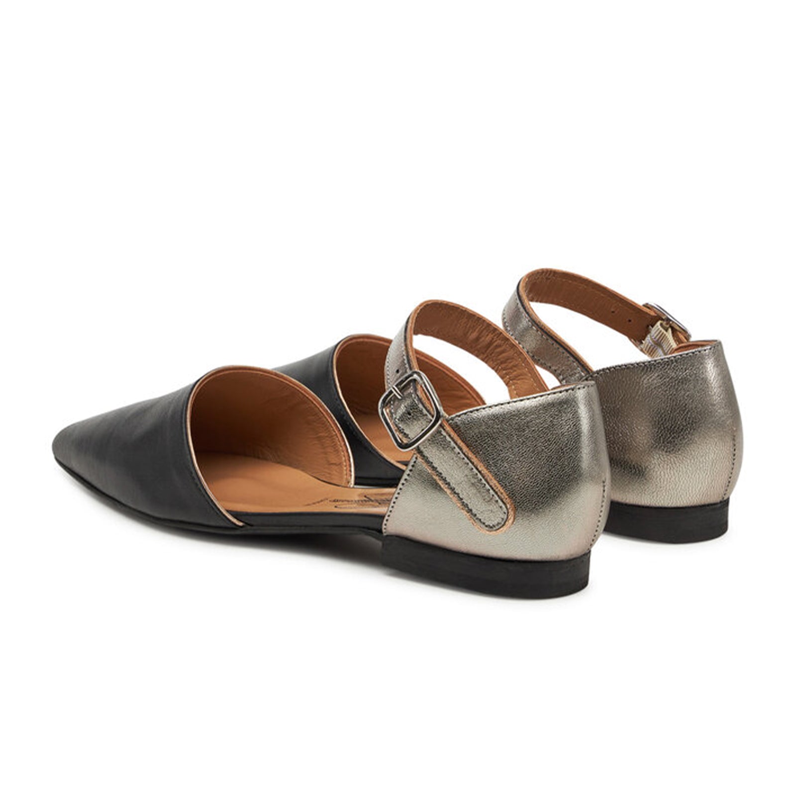 Fly London SARJ266FLY Kaiser Leather Womens Sandals#color_black graphite silver