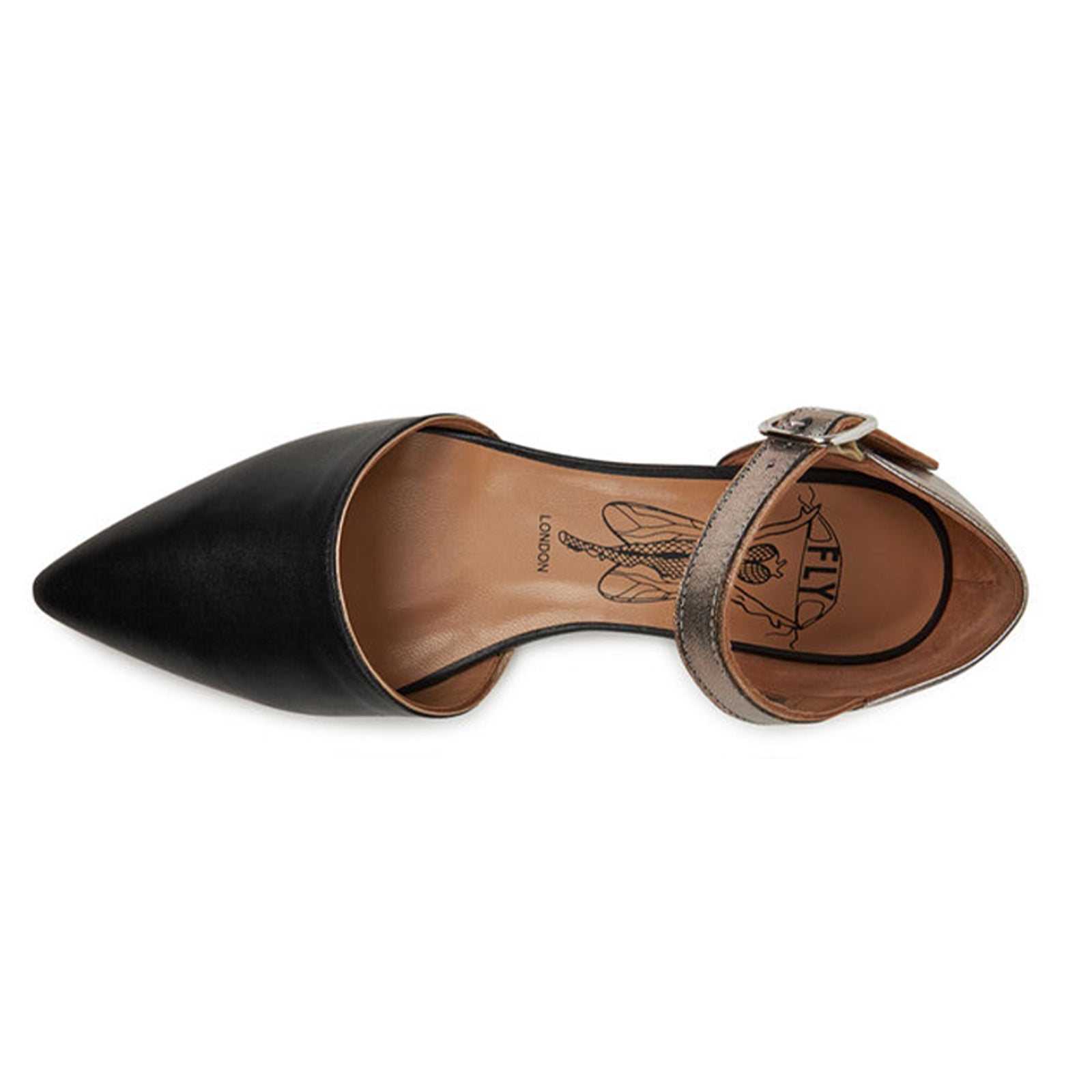 Fly London SARJ266FLY Kaiser Leather Womens Sandals#color_black graphite silver