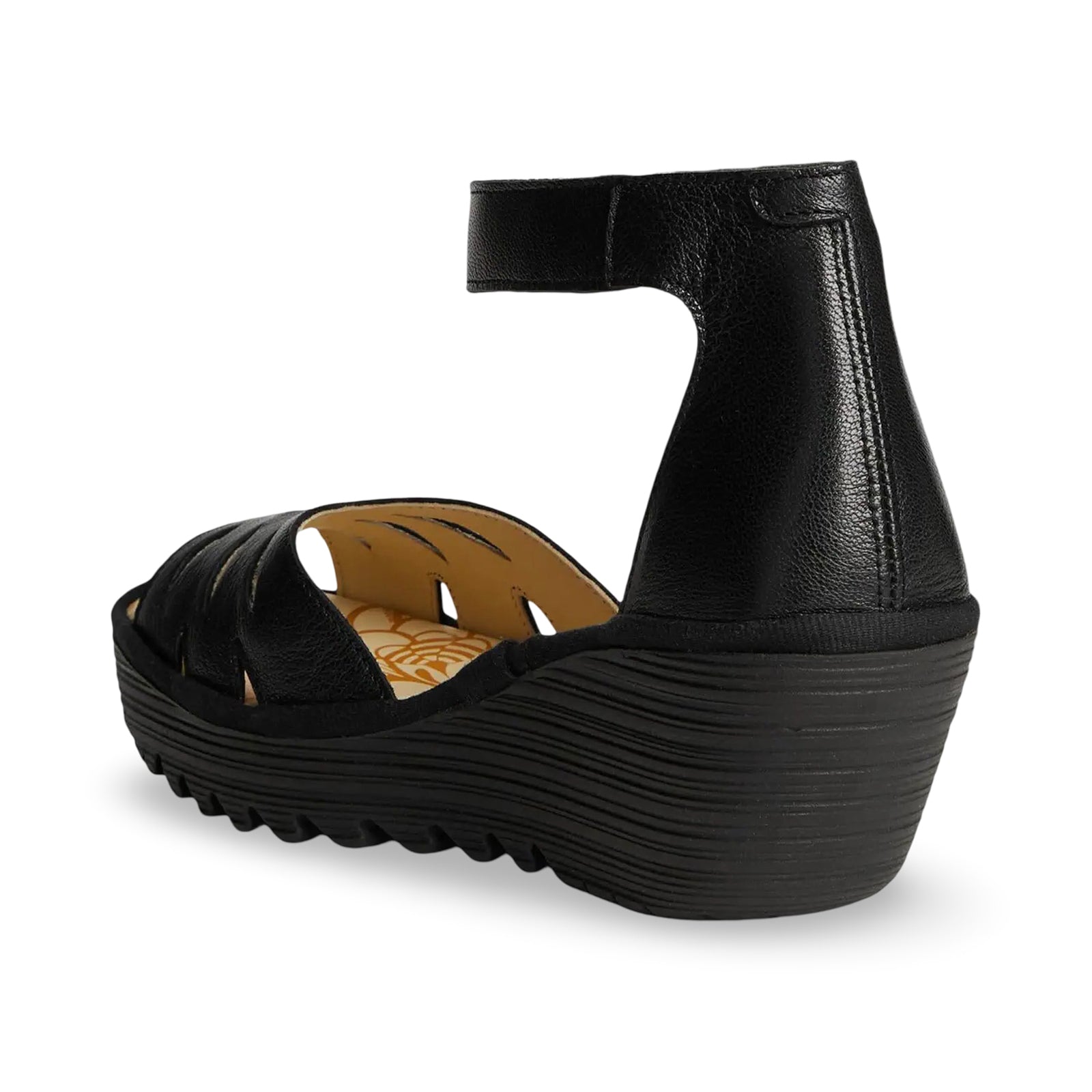 Fly London YELU545FLY Mousse Leather Womens Sandals#color_black