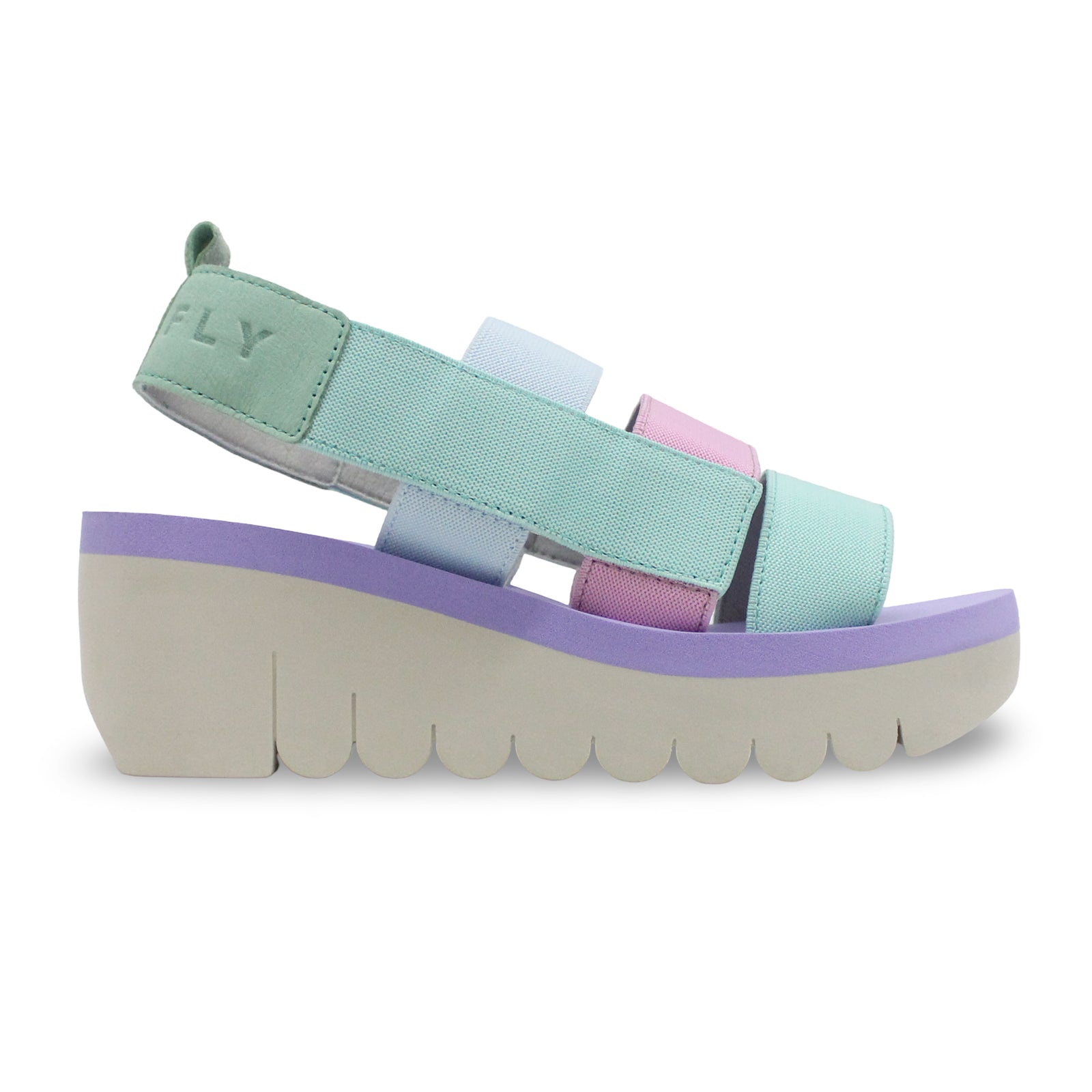 Fly London YERE847FLY Textile Leather Womens Sandals#color_spearmint multicolor