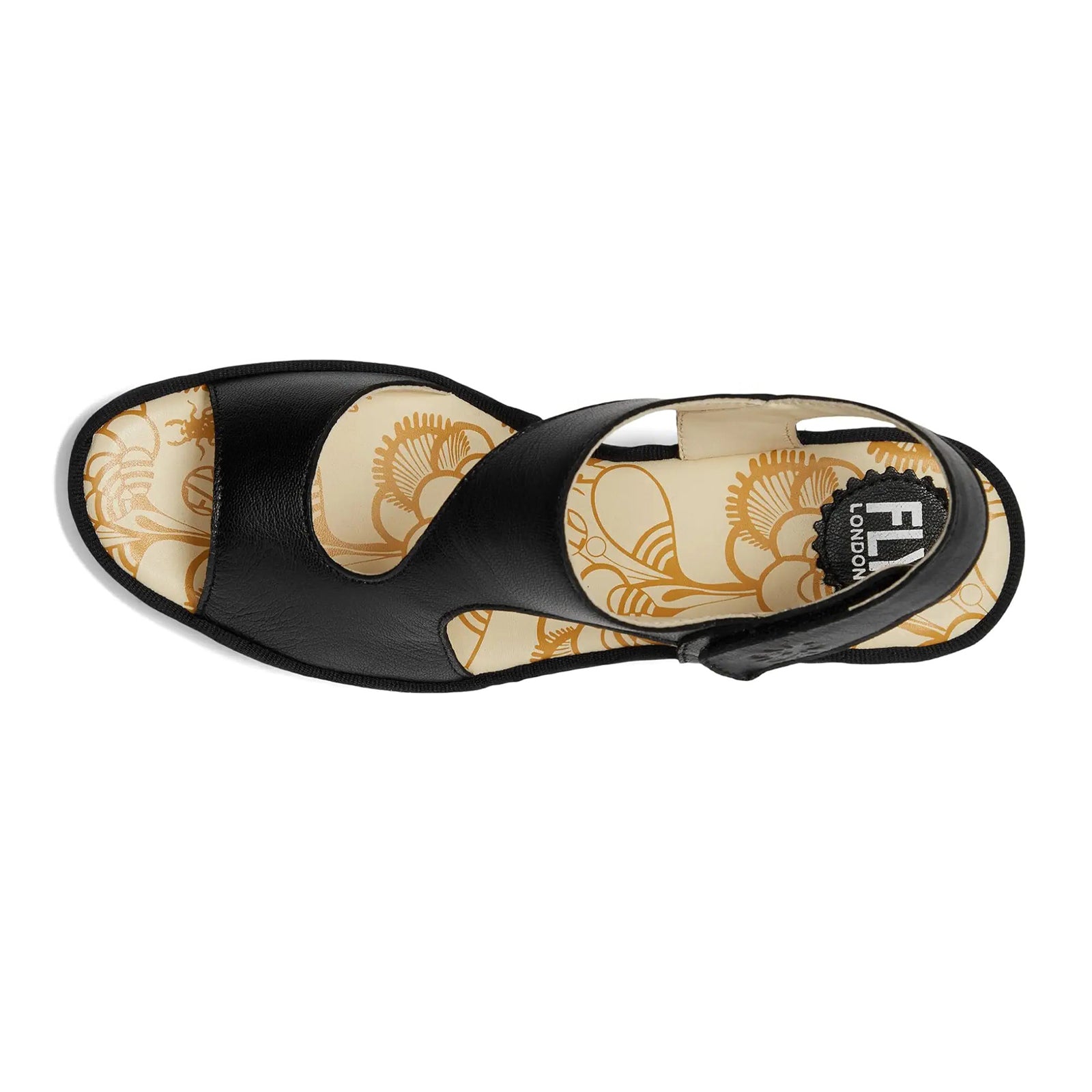 Fly London YOXA576FLY Mousse Leather Womens Sandals#color_black