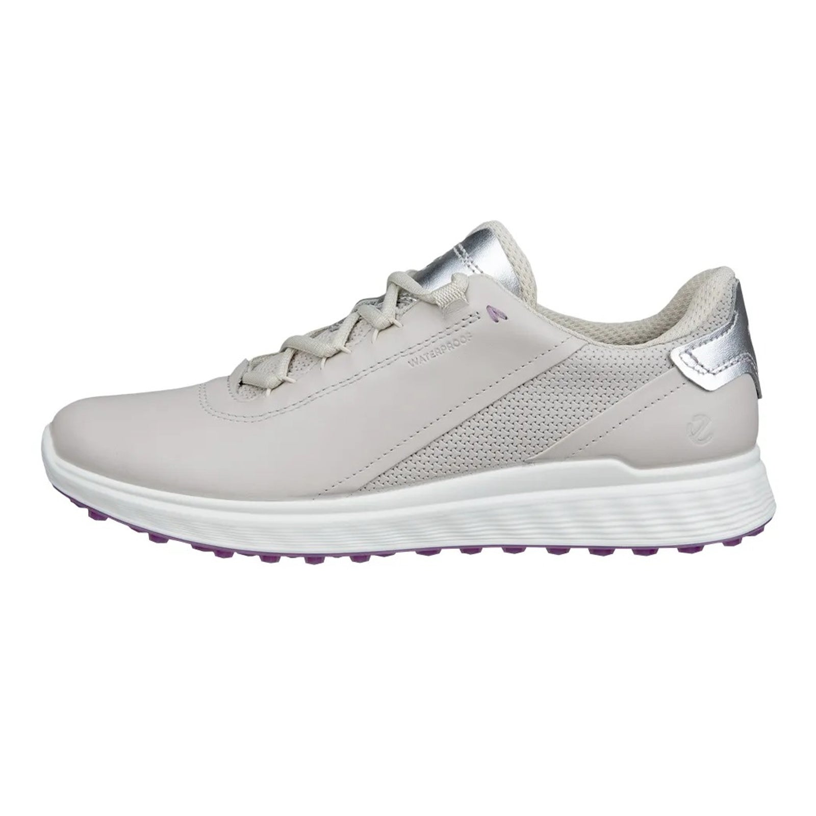 Ecco Golf S-Casual Leather Womens Trainers#color_gravel silver metallic