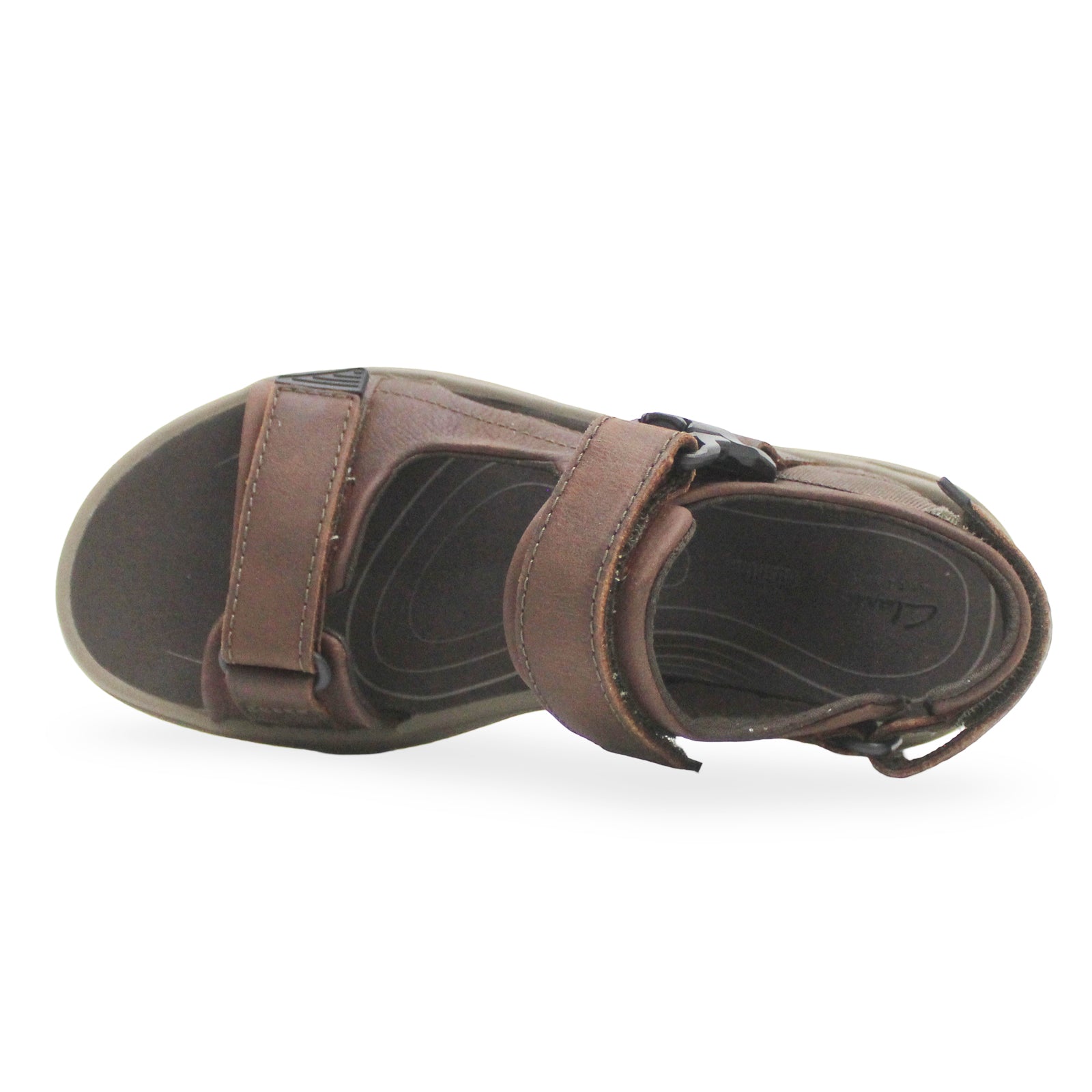 Clarks Saltway Edge Leather Mens Sandals#color_dark brown