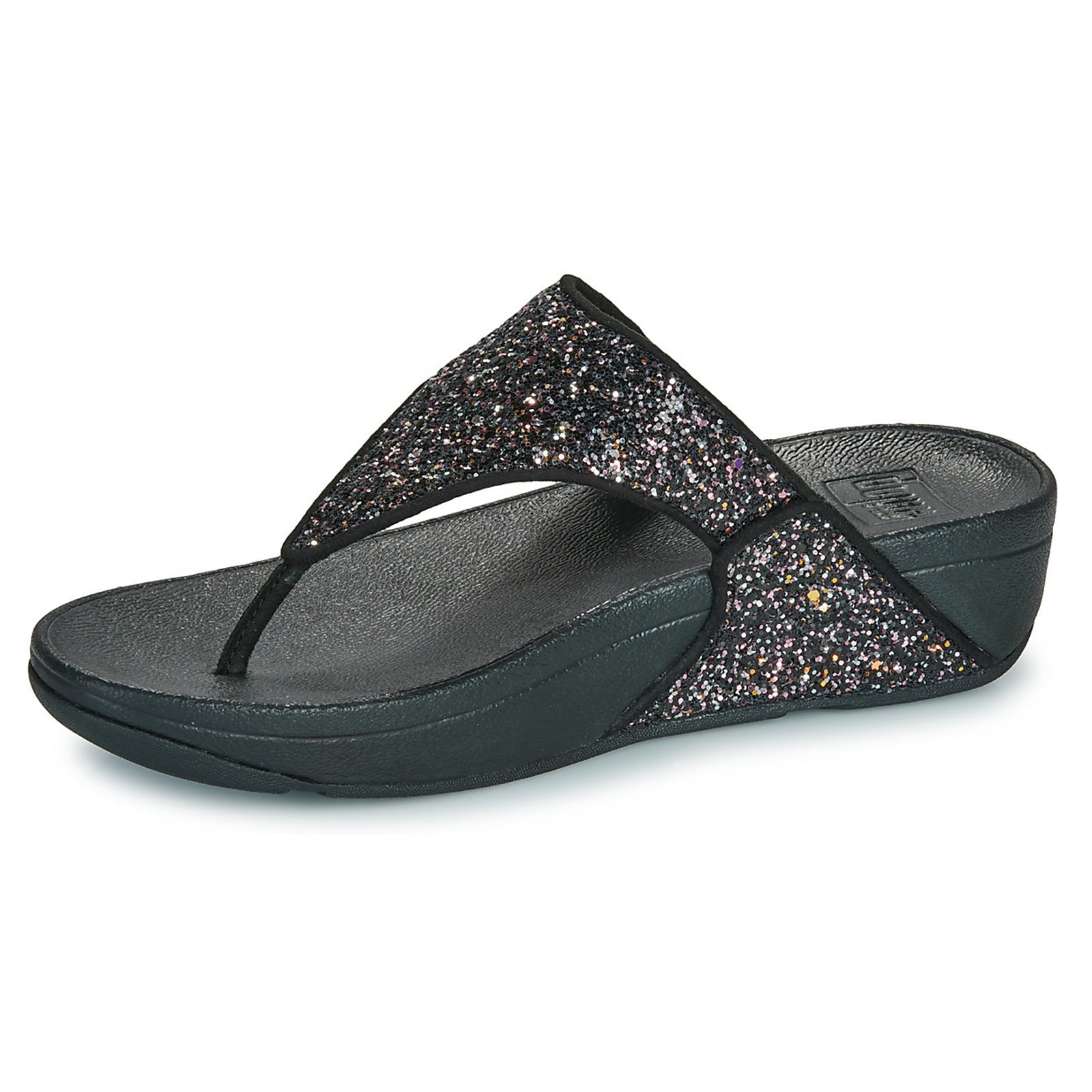 FitFlop Lulu Multi Tonal Glitter Toe Post Polyurethane Womens Sandals#color_black multi
