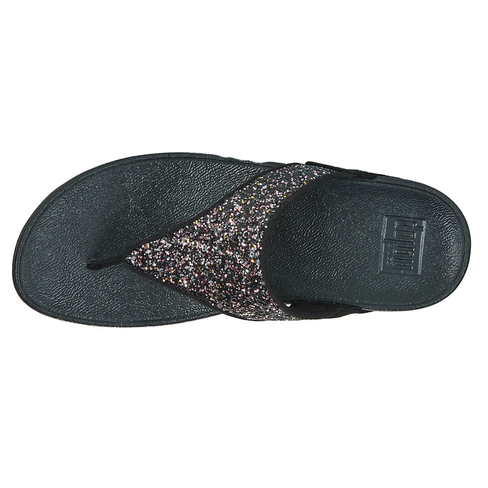 FitFlop Lulu Multi Tonal Glitter Toe Post Polyurethane Womens Sandals#color_black multi