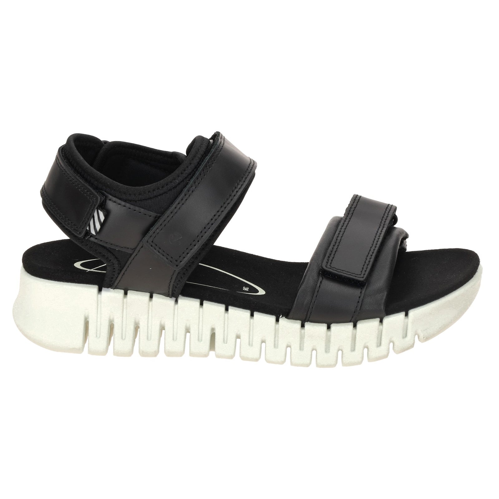 Ecco Gruuv Sol Leather Textile Womens Sandals#color_black