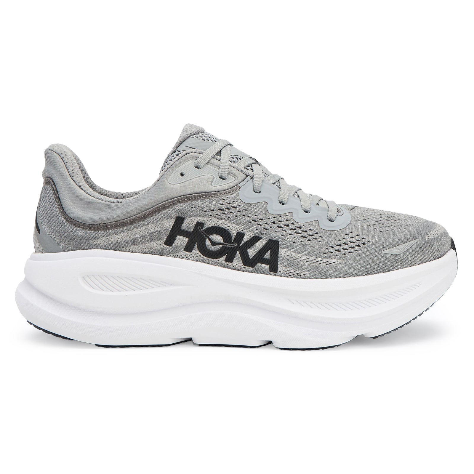 Hoka Bondi 9 Textile Synthetic Mens Trainers#color_galactic grey stellar grey