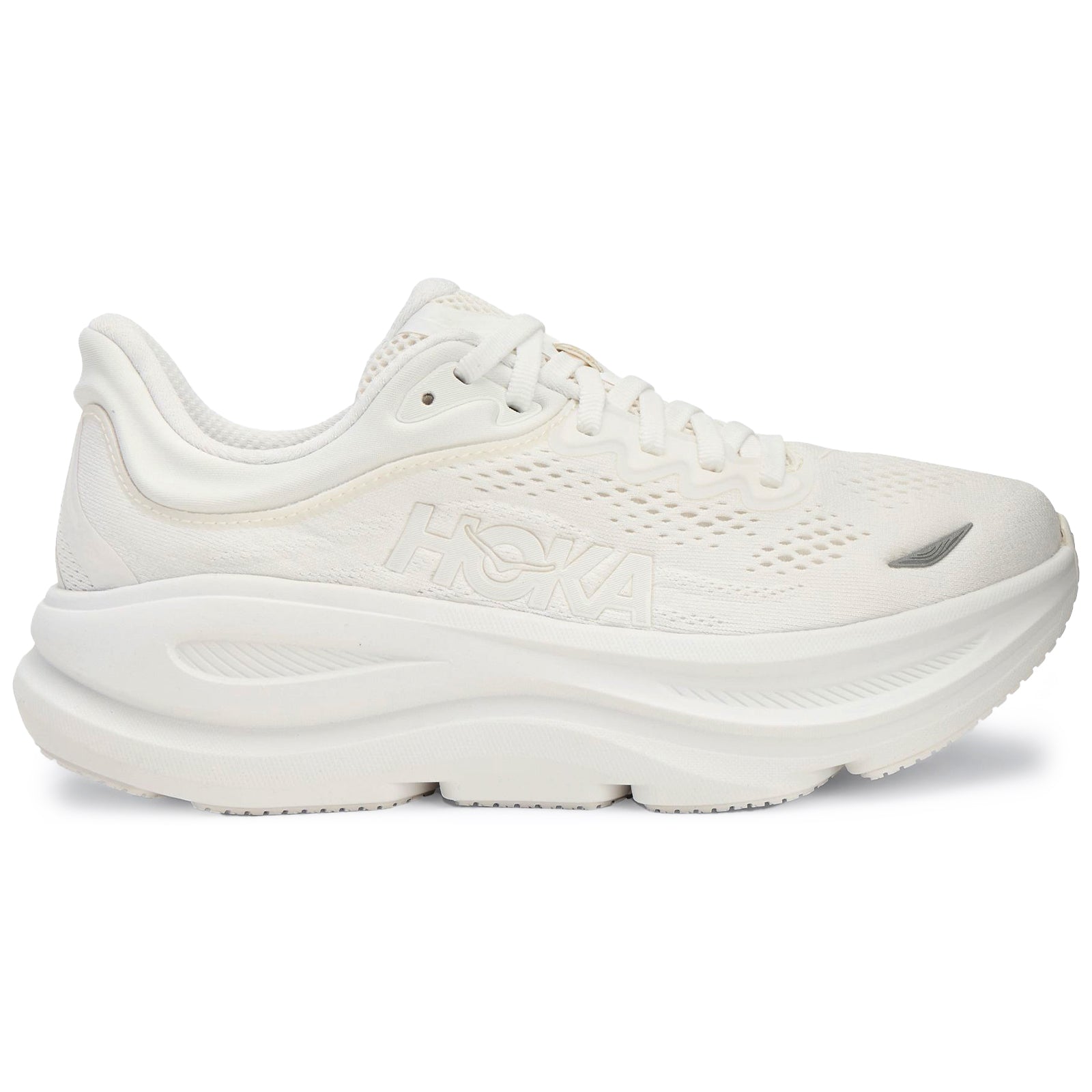 Hoka Bondi 9 Textile Synthetic Womens Trainers#color_white white