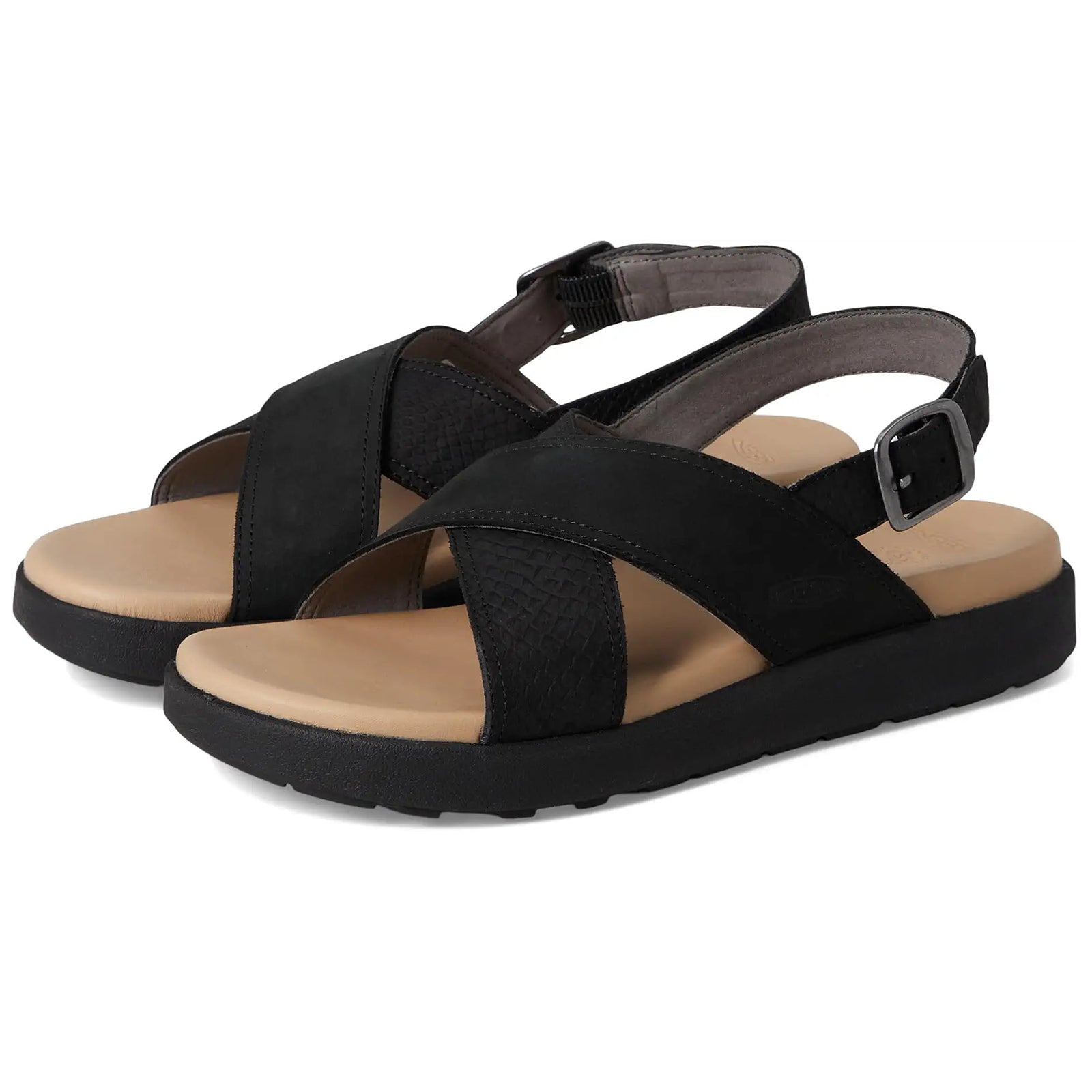 Keen Elle Luxe Cross Strap Leather Womens Sandals#color_black black