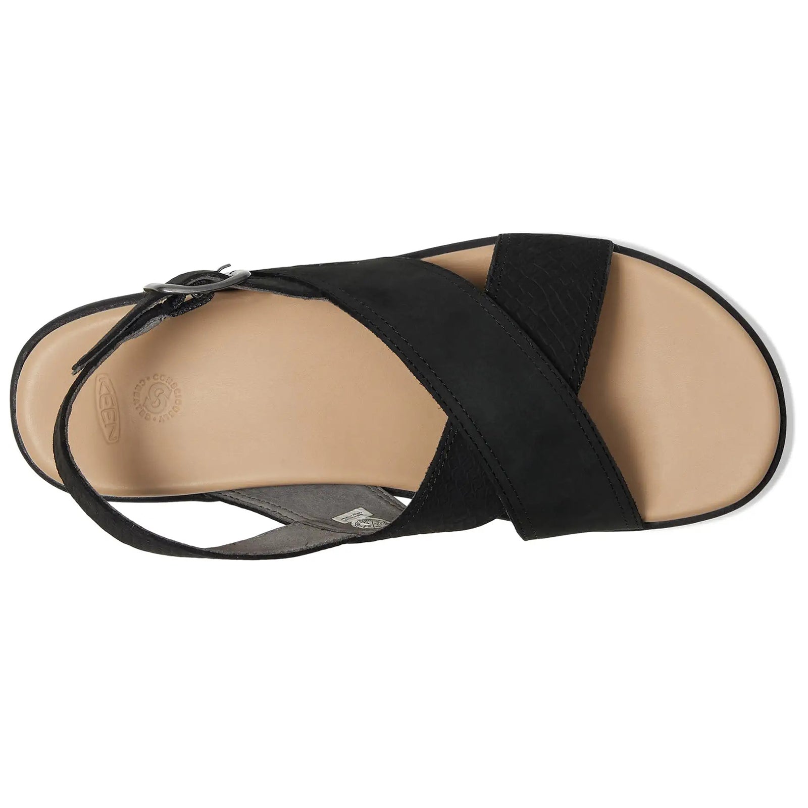 Keen Elle Luxe Cross Strap Leather Womens Sandals#color_black black