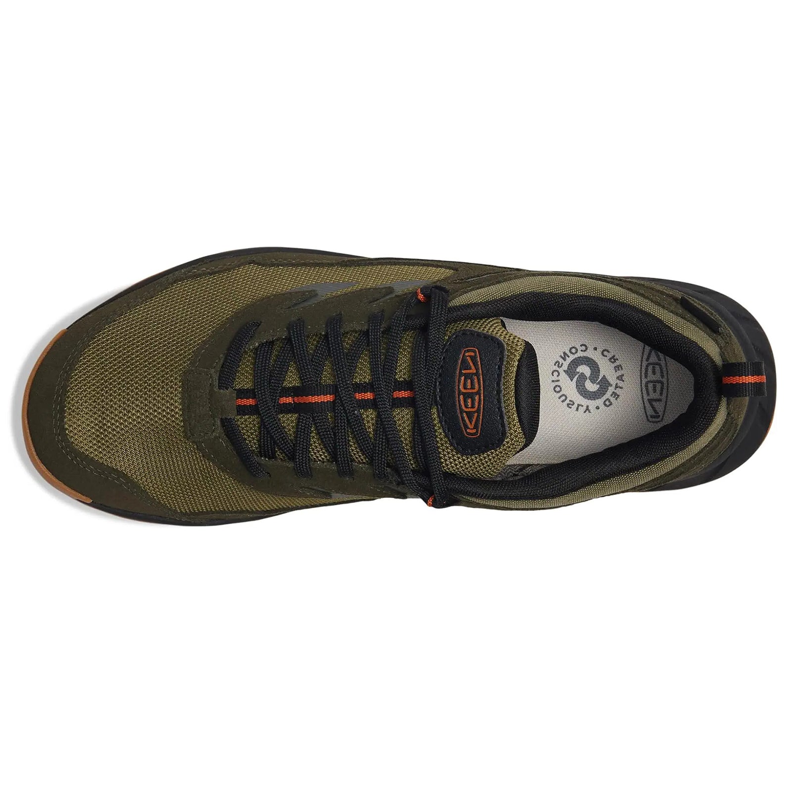 Keen Hightrail WP Leather Textile Mens Trainers#color_winter moss gold flame
