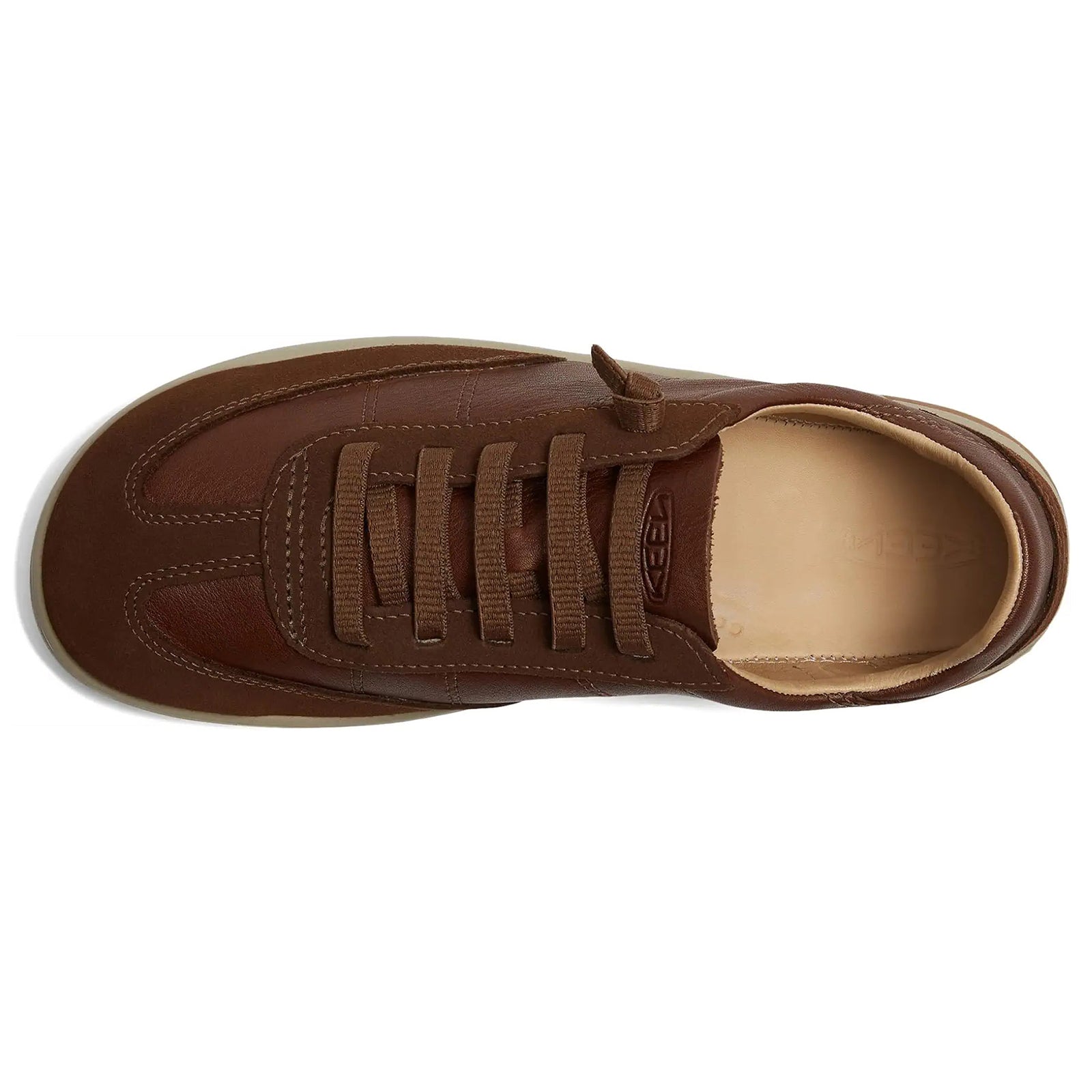 Keen KNX T-Toe Leather Mens Trainers#color_dark earth plaza taupe