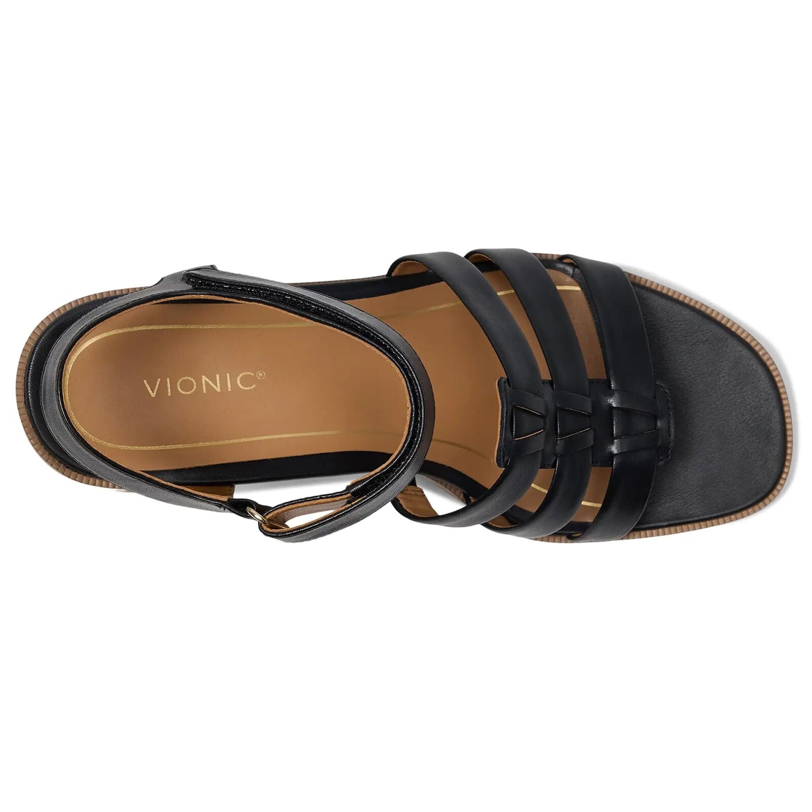 Vionic Maisy Tumbled Leather Womens Sandals#color_black