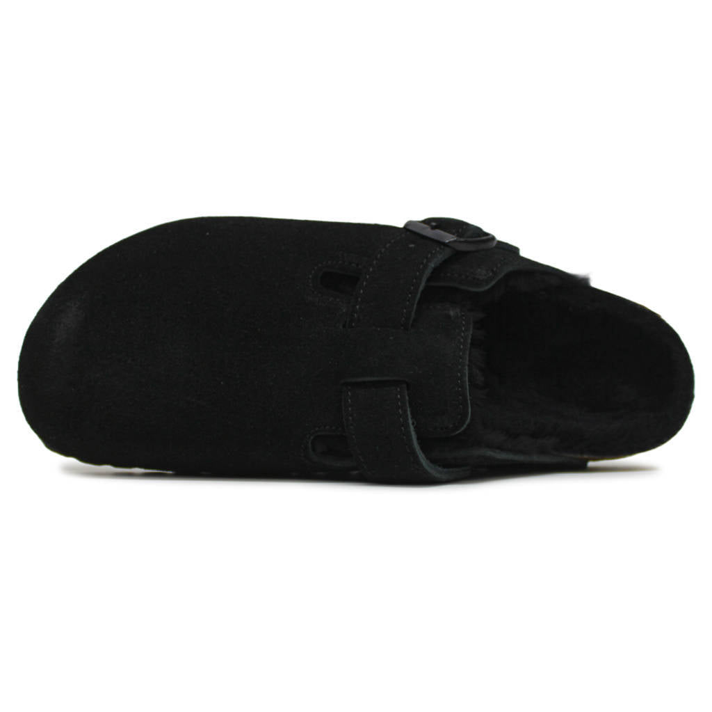 Birkenstock Boston Fur Suede Unisex Sandals#color_black