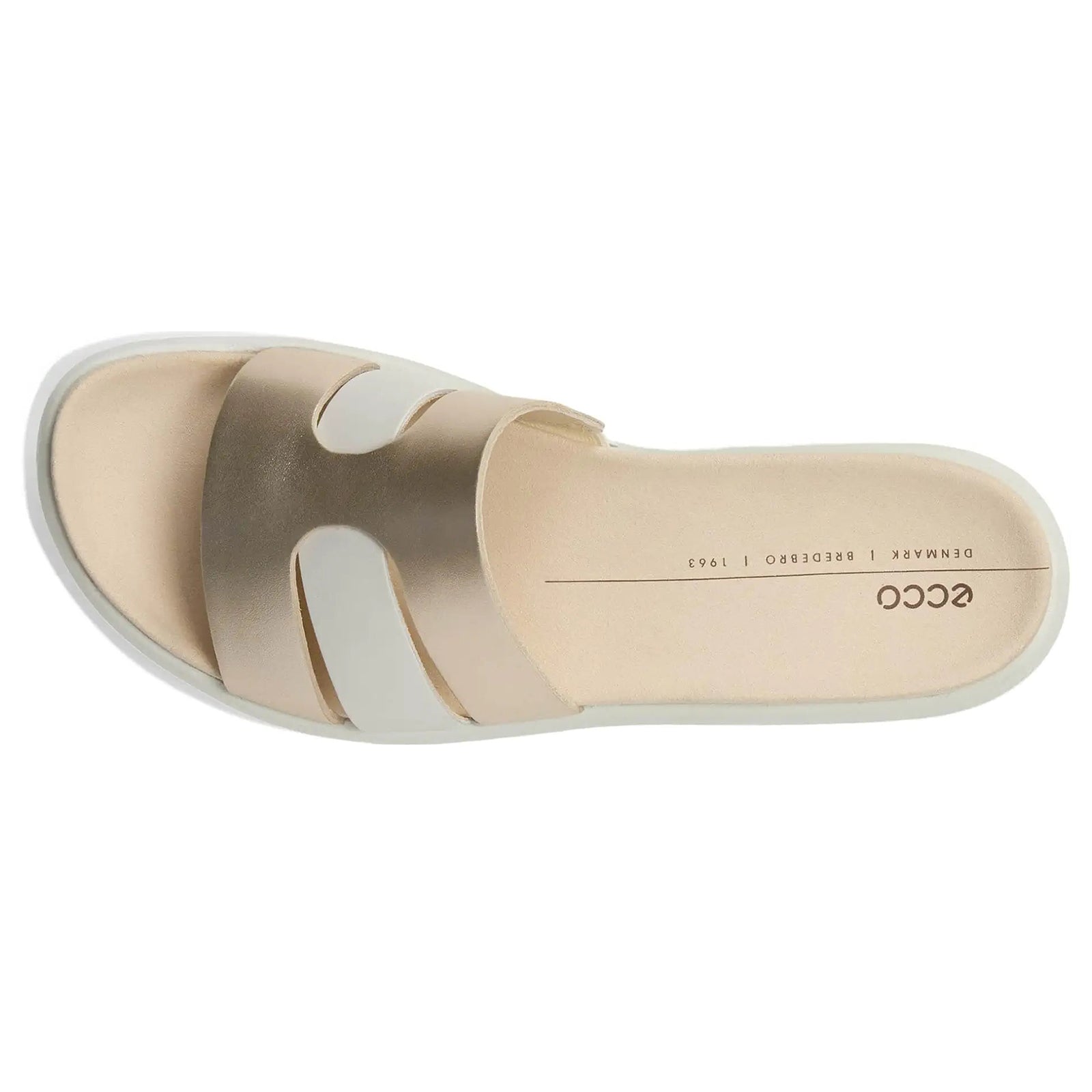 Ecco Flowt 273743 Leather Womens Sandals#color_white pure white gold