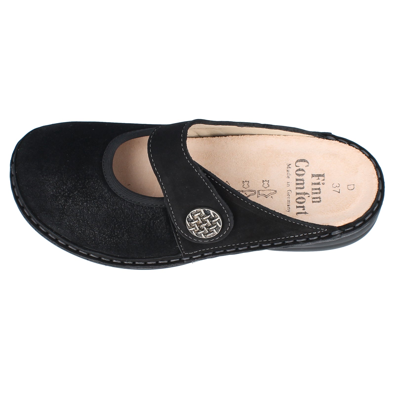 Finn Comfort Asinara Leather Synthetic Womens Sandals#color_black