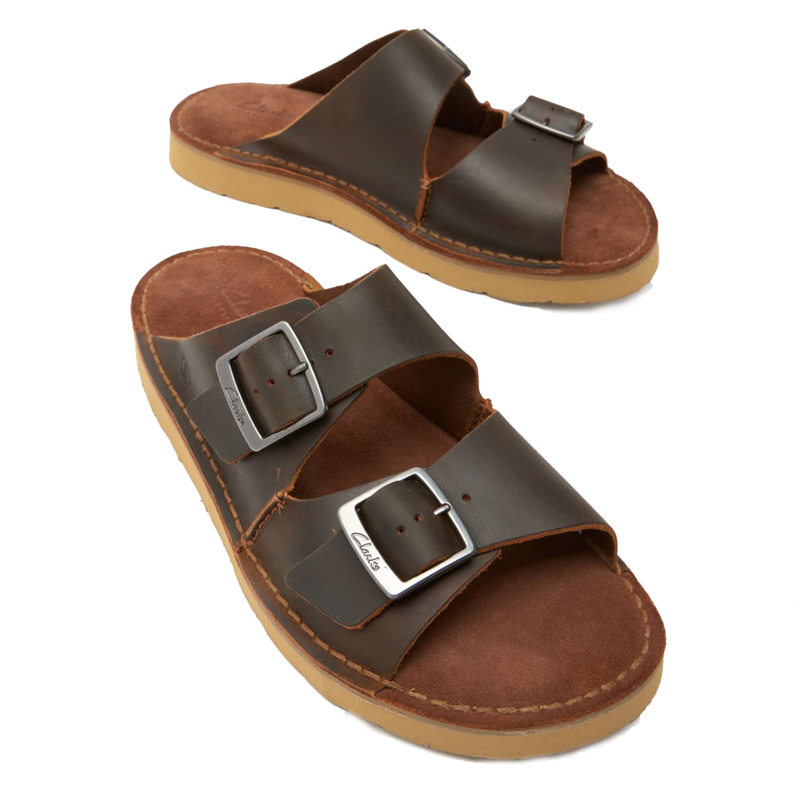 Clarks Solsbury Strap Leather Mens Sandals#color_beeswax