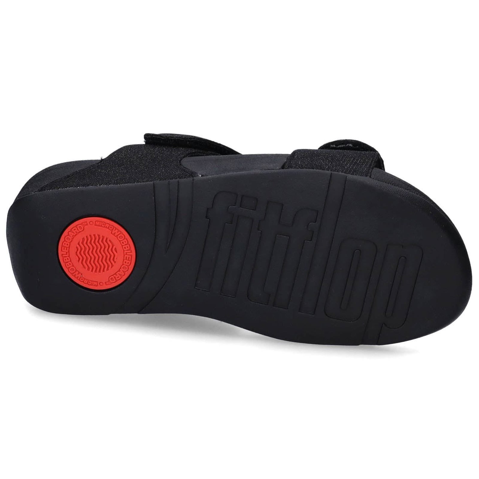 FitFlop Lulu Adjustable Shimmerlux Slides Polyester Womens Sandals#color_all black