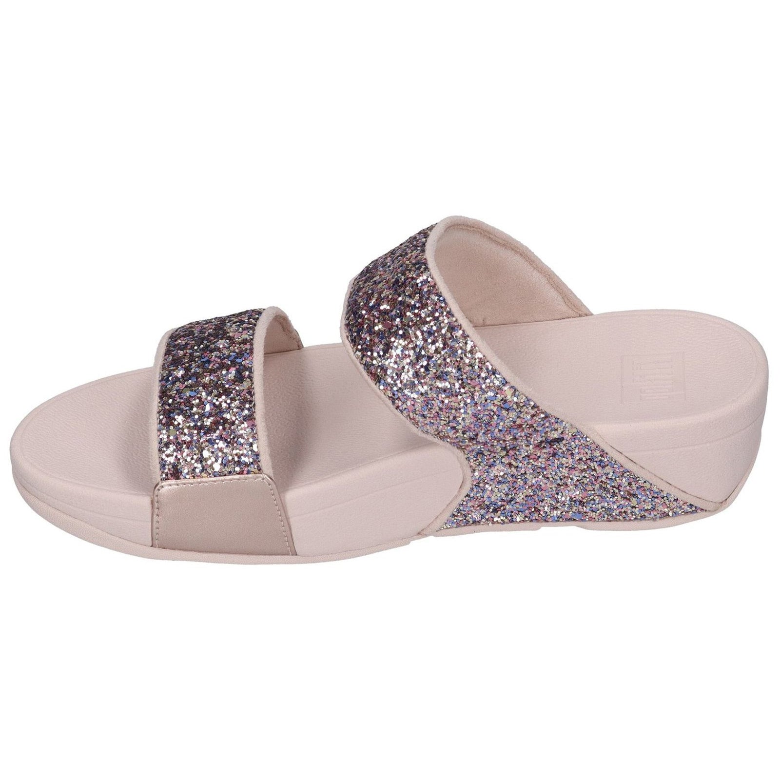 FitFlop Lulu Multi Tonal Glitter Slides Polyurethane Womens Sandals#color_nude rose mix