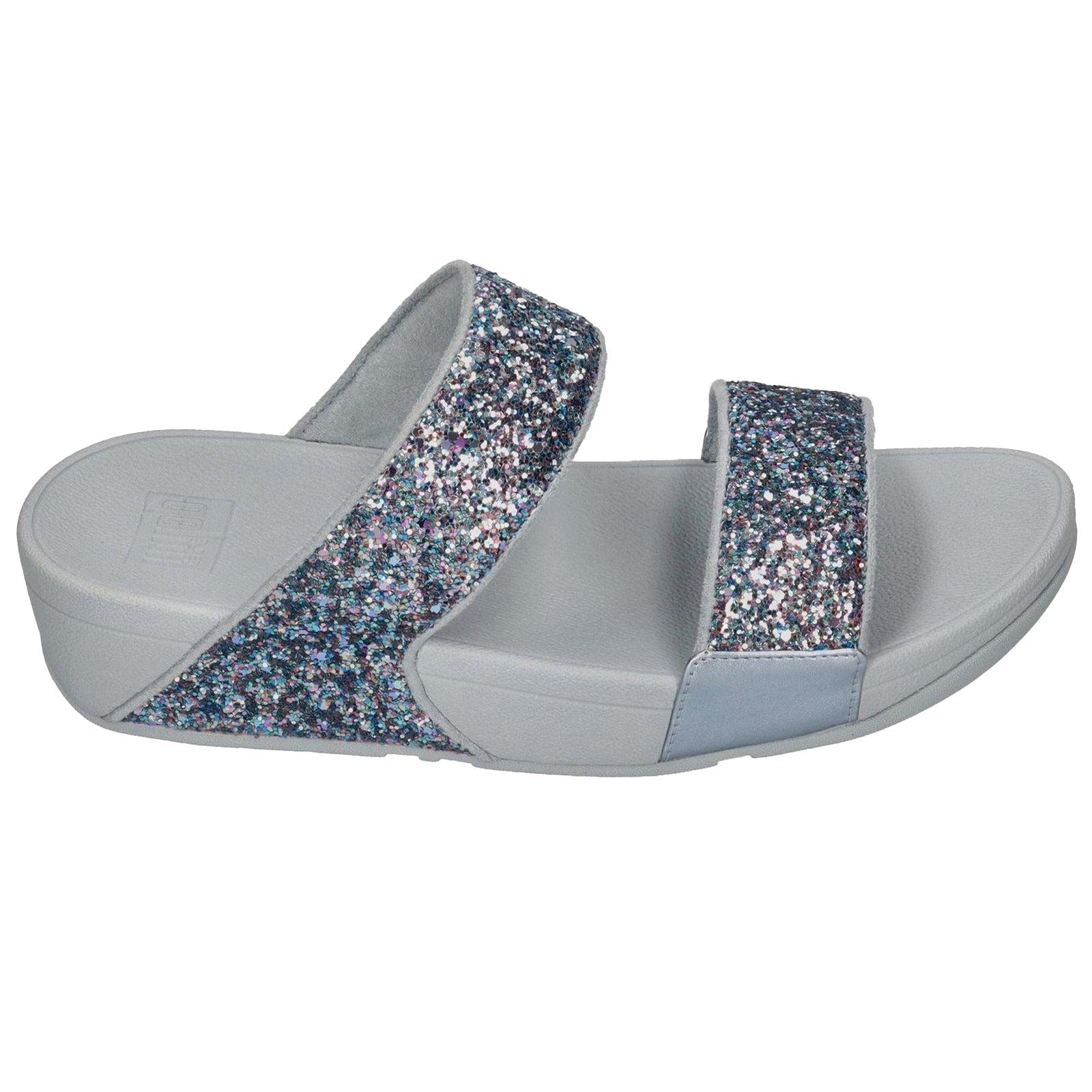 FitFlop Lulu Multi Tonal Glitter Slides Polyurethane Womens Sandals#color_quiet blue