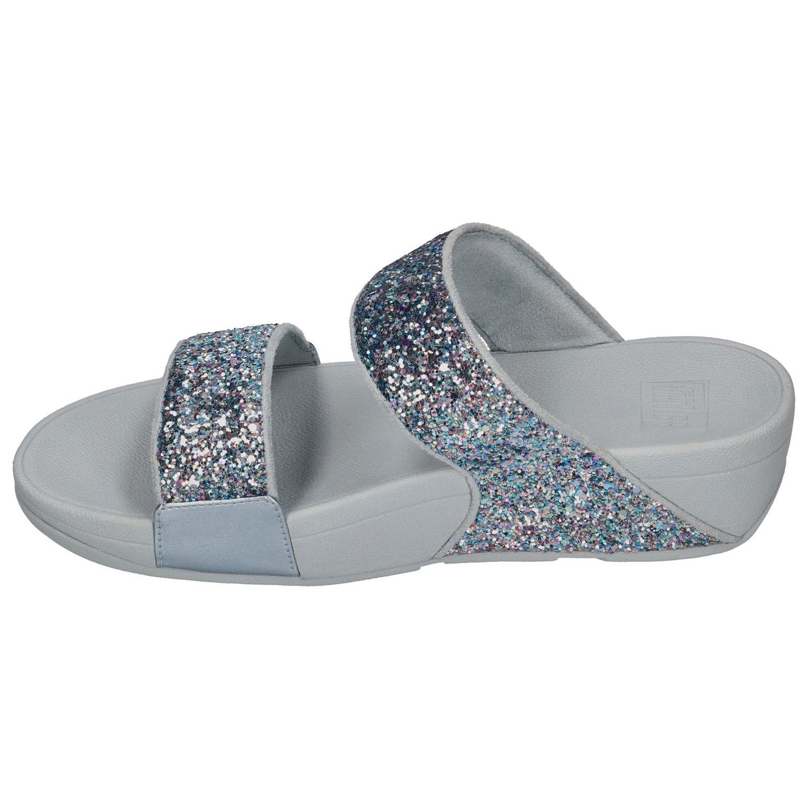 FitFlop Lulu Multi Tonal Glitter Slides Polyurethane Womens Sandals#color_quiet blue