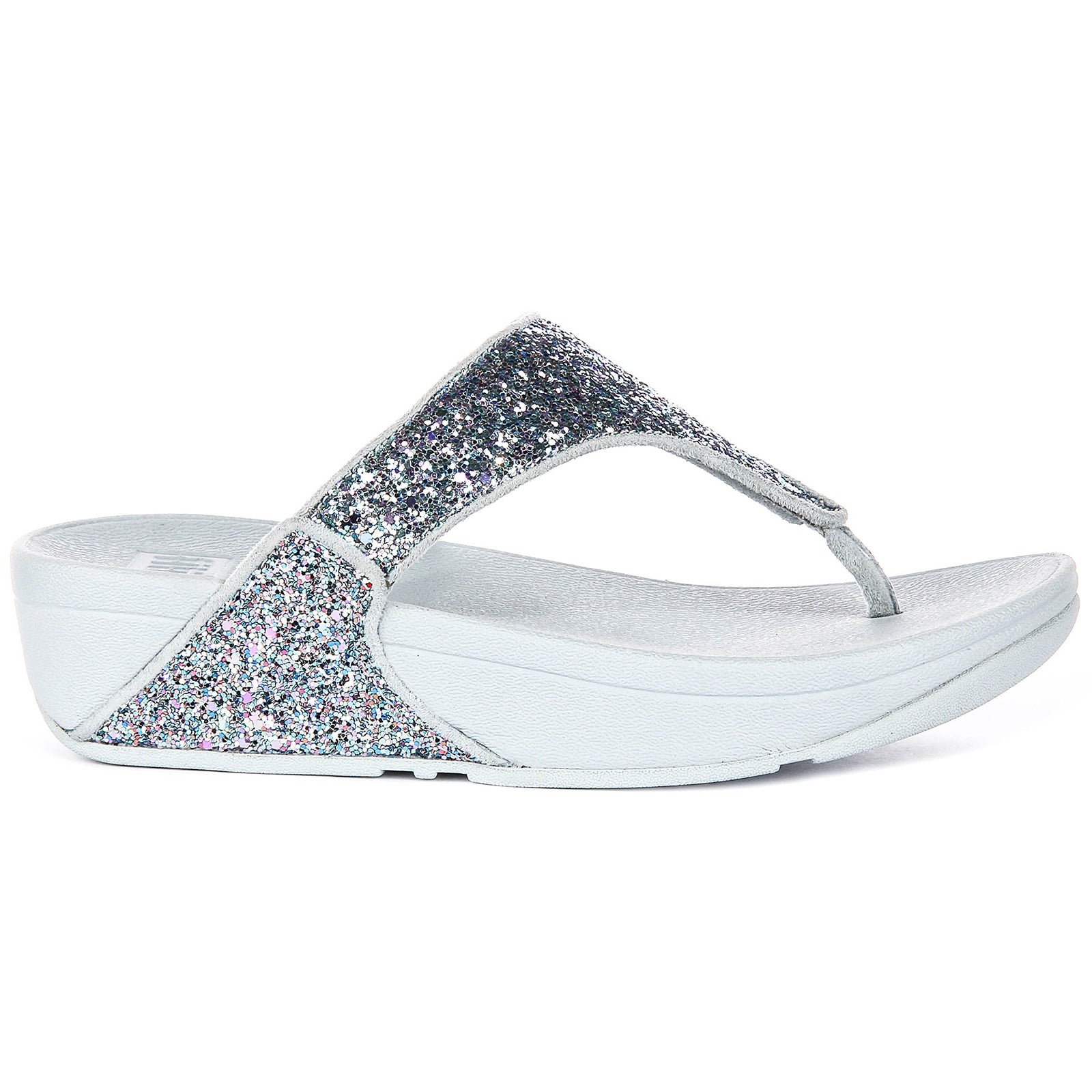 FitFlop Lulu Multi Tonal Glitter Toe Post Polyurethane Womens Sandals#color_quiet blue