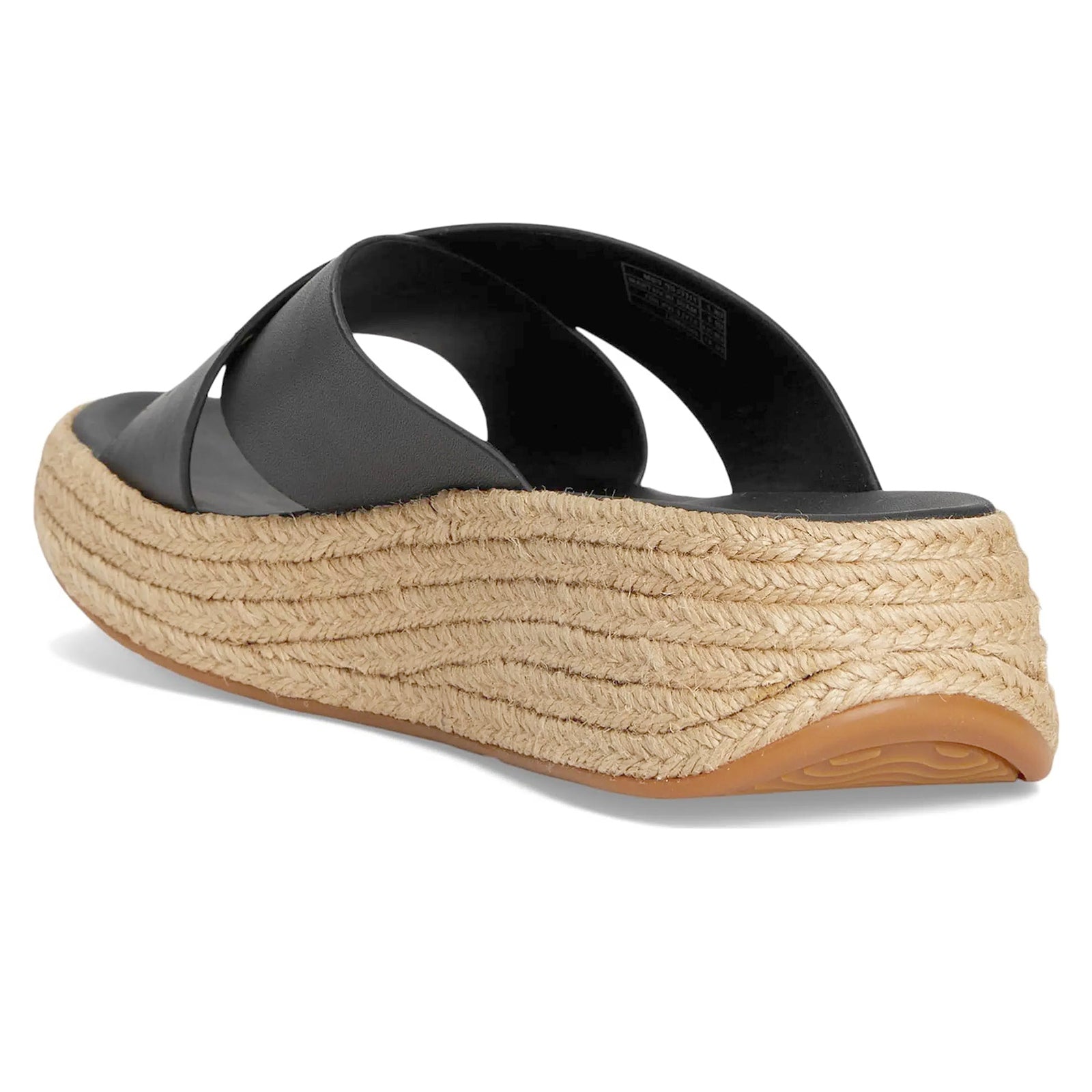 FitFlop F Mode Espadrille Flatform Cross Leather Womens Sandals#color_black