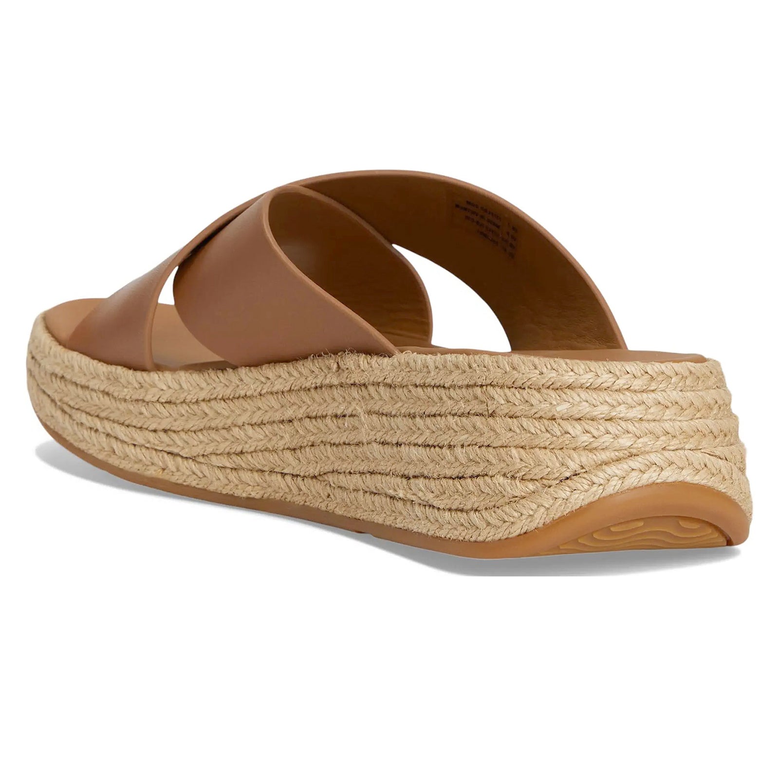 FitFlop F Mode Espadrille Flatform Cross Leather Womens Sandals#color_deep tan