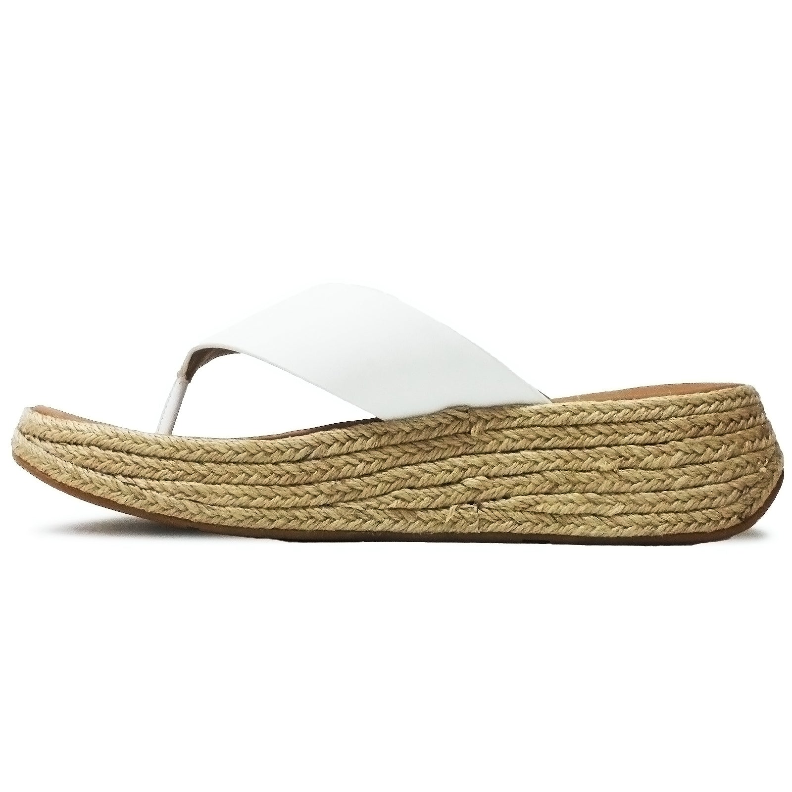 FitFlop F Mode Espadrille Flatform Toe-Post Leather Womens Sandals#color_urban white