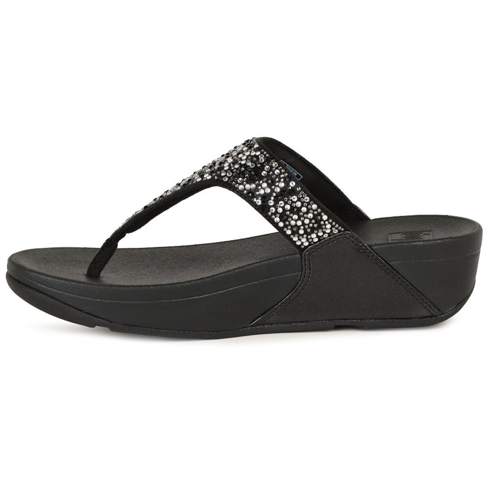 FitFlop Lulu Crystal Mix Toe Post Polyurethane Womens Sandals#color_all black