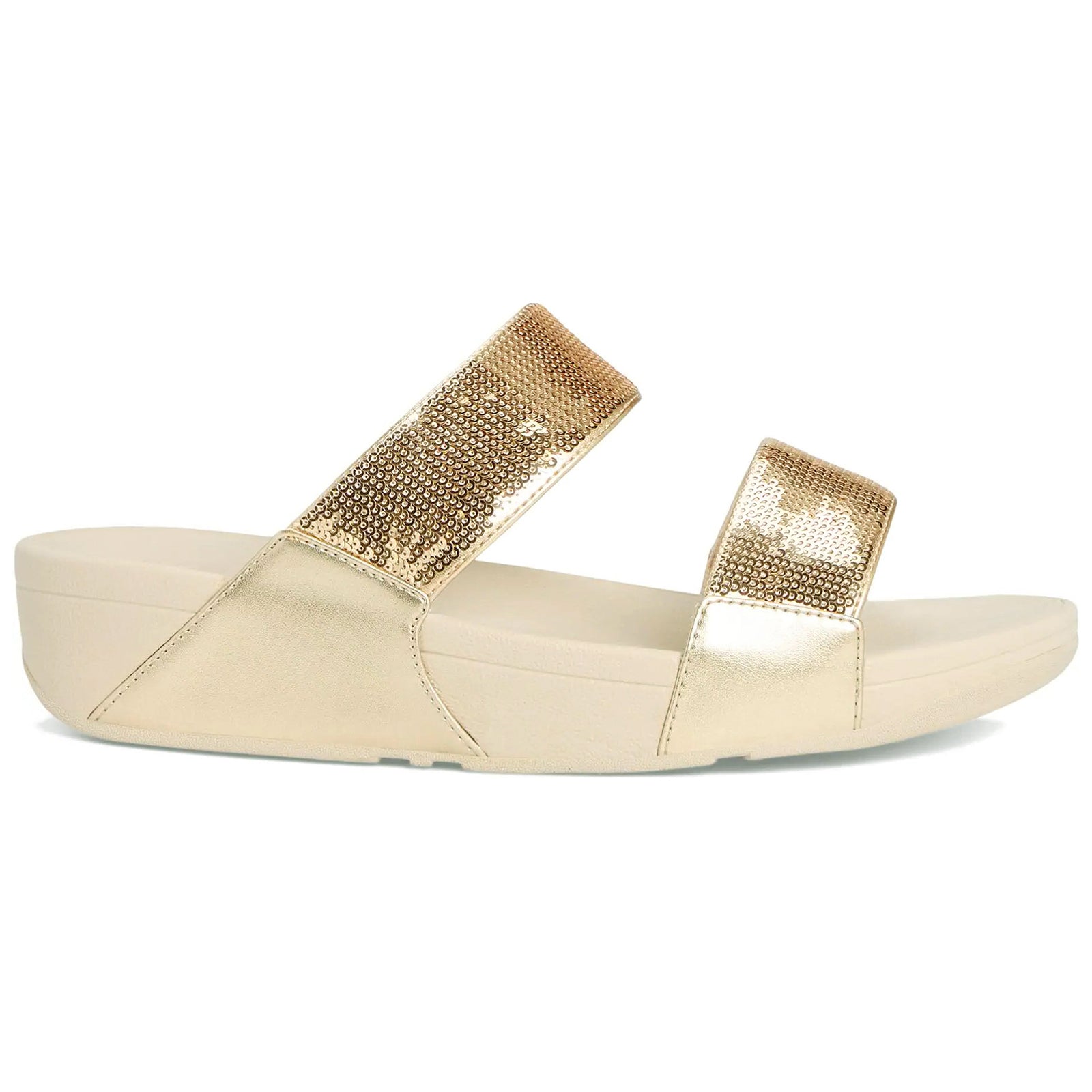 FitFlop Lulu Sequin Slides JF2-675 Polyurethane Womens Sandals - Plantino - 37#color_plantino