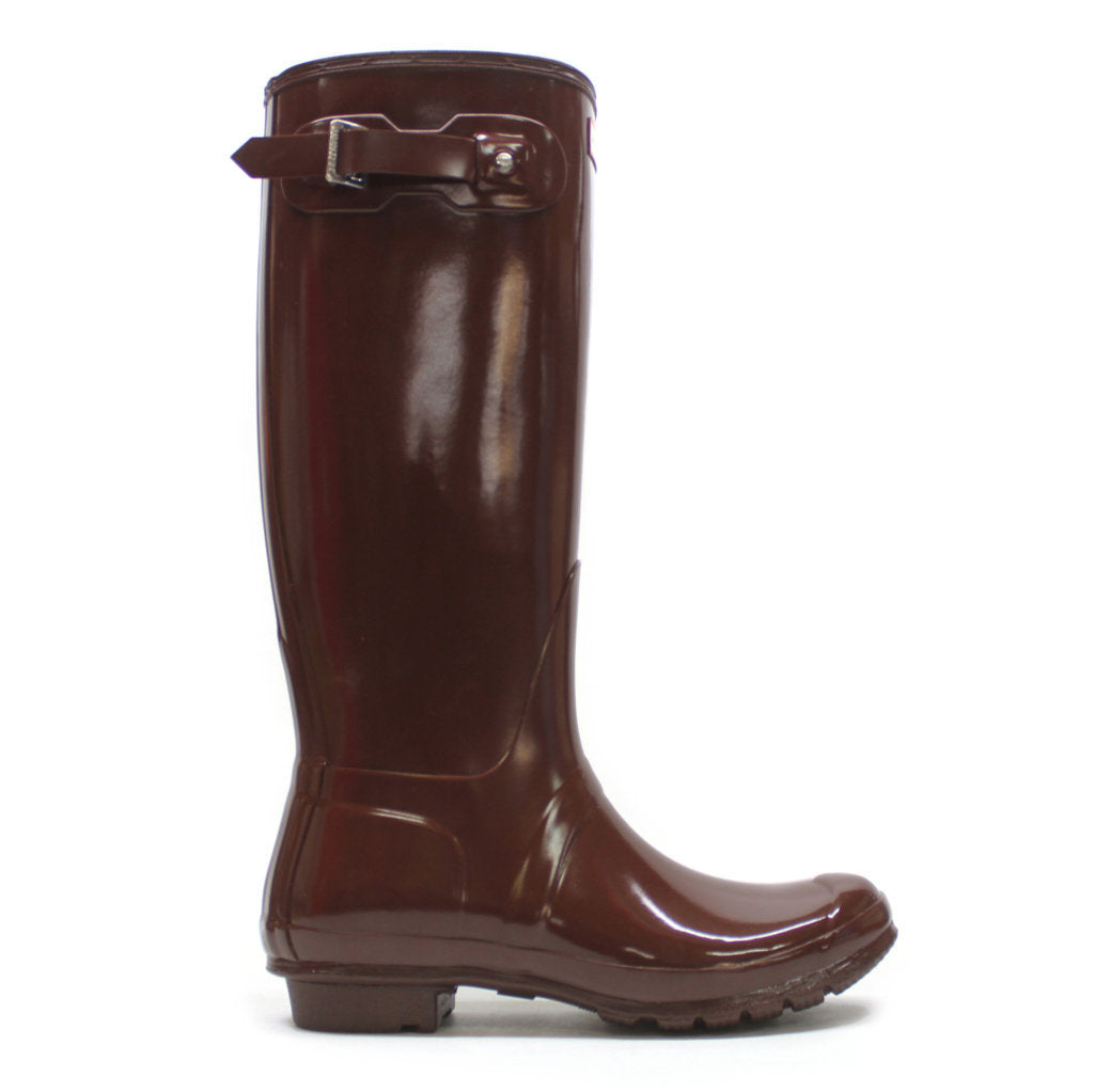 Hunter Original Gloss Rubber Women's Tall Wellington Boots#color_brown bolt