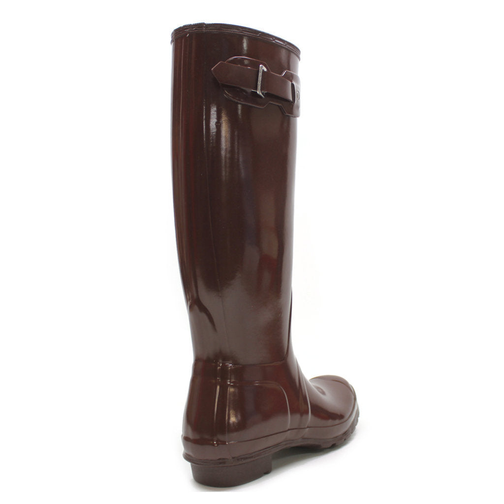 Hunter Original Gloss Rubber Women's Tall Wellington Boots#color_brown bolt