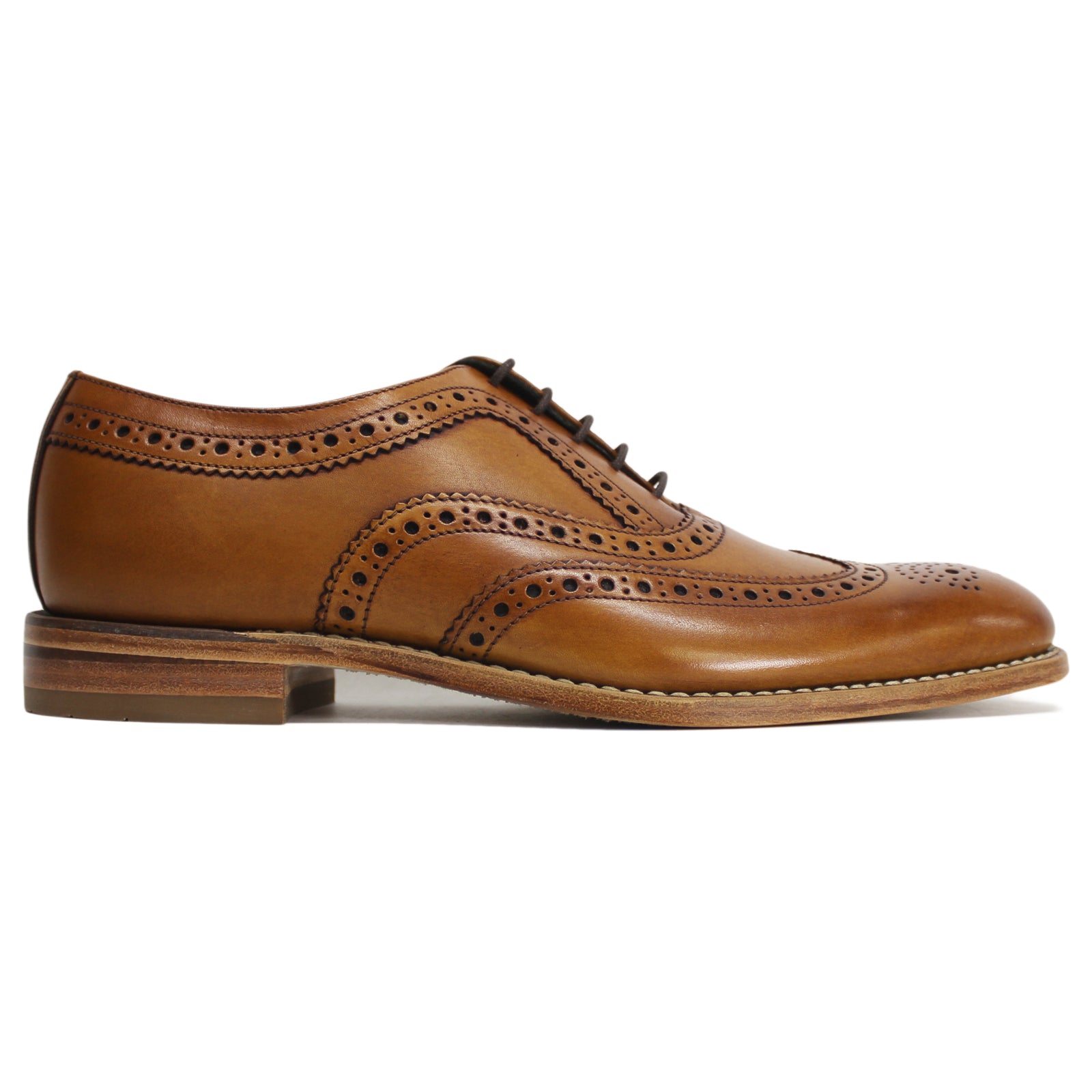 Loake Fearnley Polished Leather Men's Brogue Shoes#color_tan